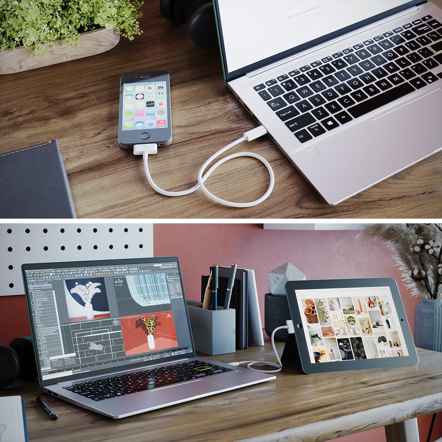 Câble adaptateur 30 broches vers USB-C pour iPhone, iPad, iPod – 3&nbsp;pi (câble de données/câble de chargement de nouvelle génération de USB-C vers