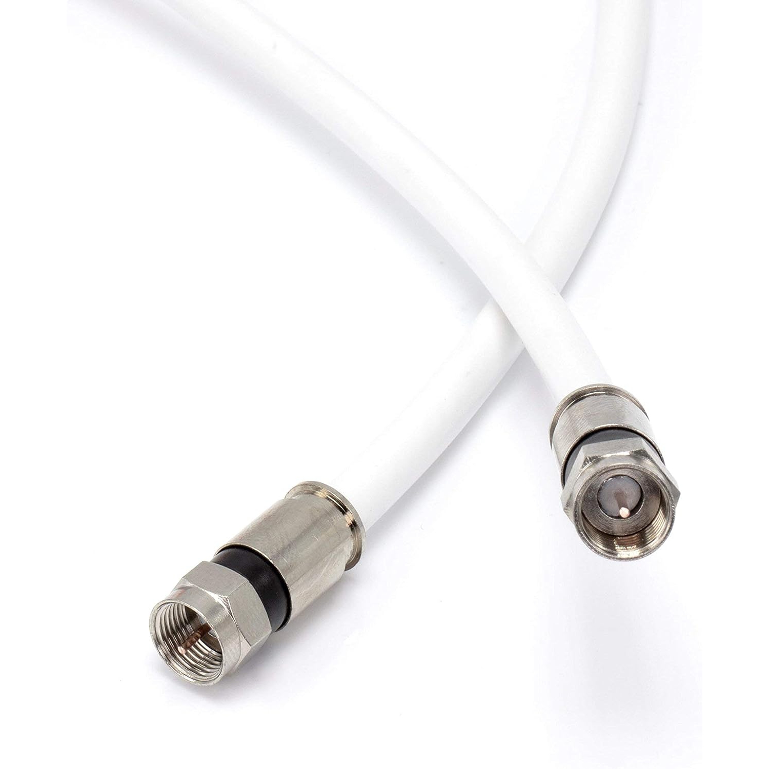 Câble coaxial blanc RG6 de 15 pi avec connecteurs résistants aux intempéries, F81/RF, coaxial numérique AV, câble TV
