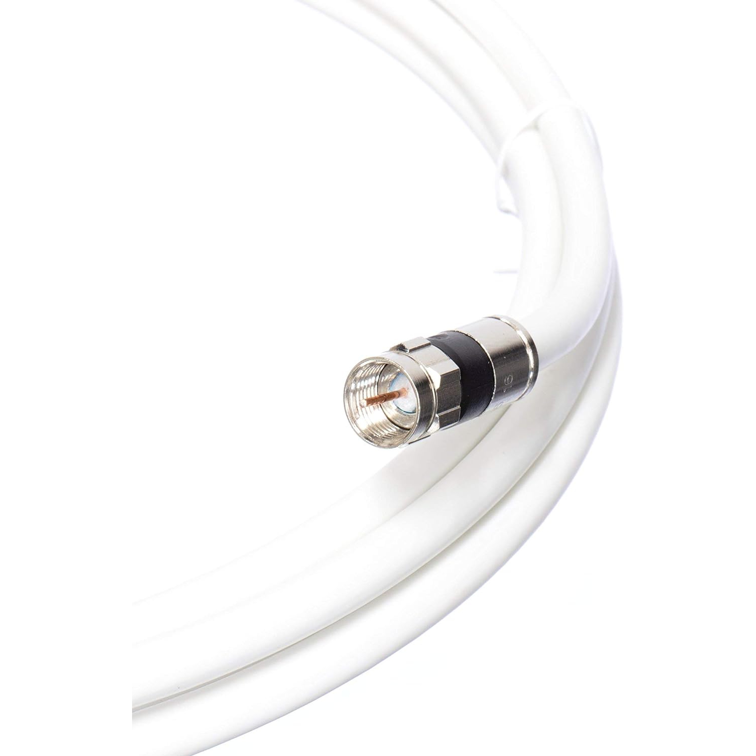 Câble coaxial blanc RG6 de 15 pi avec connecteurs résistants aux intempéries, F81/RF, coaxial numérique AV, câble TV