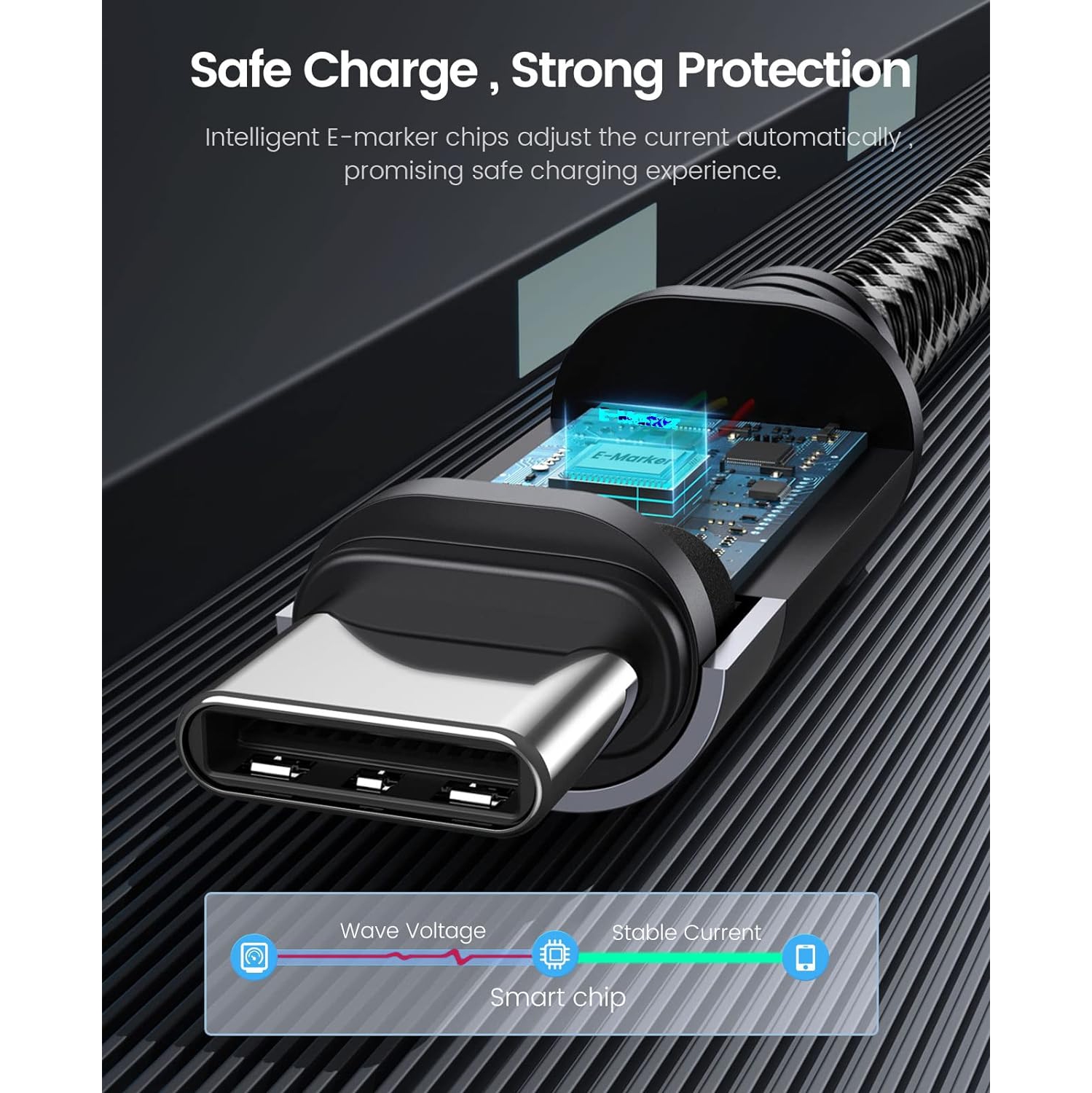 Câble USB-C à USB-C, moniteur DEL 100&nbsp;W de PDCâble de synchronisation à chargement rapide câble USB-C compatible avec MacBook Pro/Air