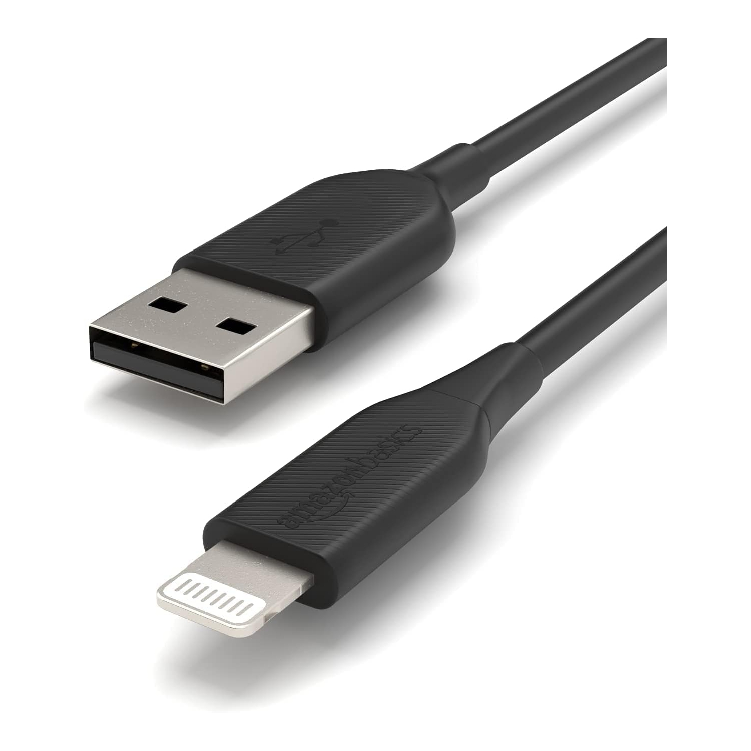 ABS USB-A to Lightning Cable Cord, MFi Certified Charger for Apple iPhone, iPad, Black, 3-Ft, 2-Pack