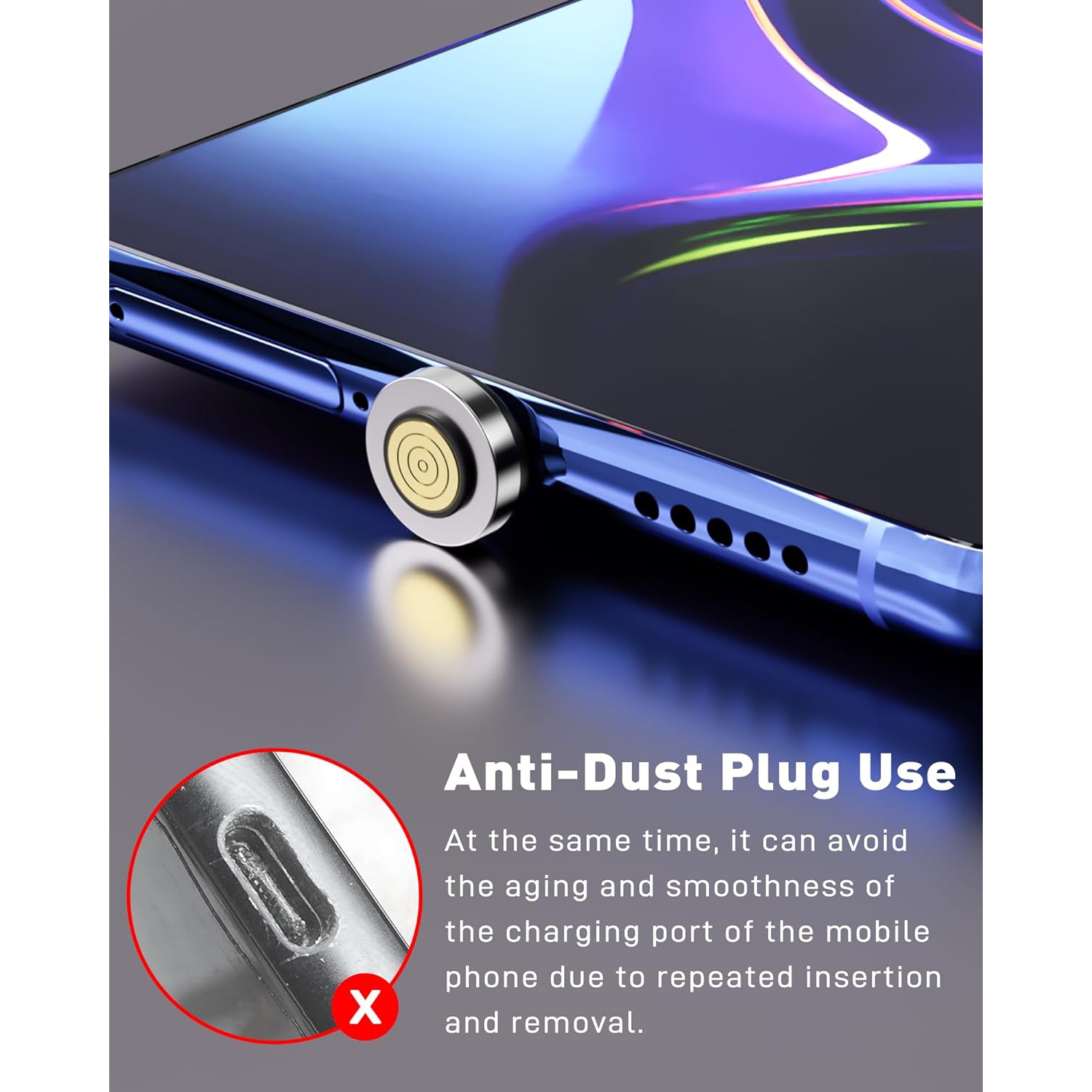 Magnetic Connector Tips Head for Android Devices, 360° Rotating 7-Pin Magnetic Phone Cable Adapter