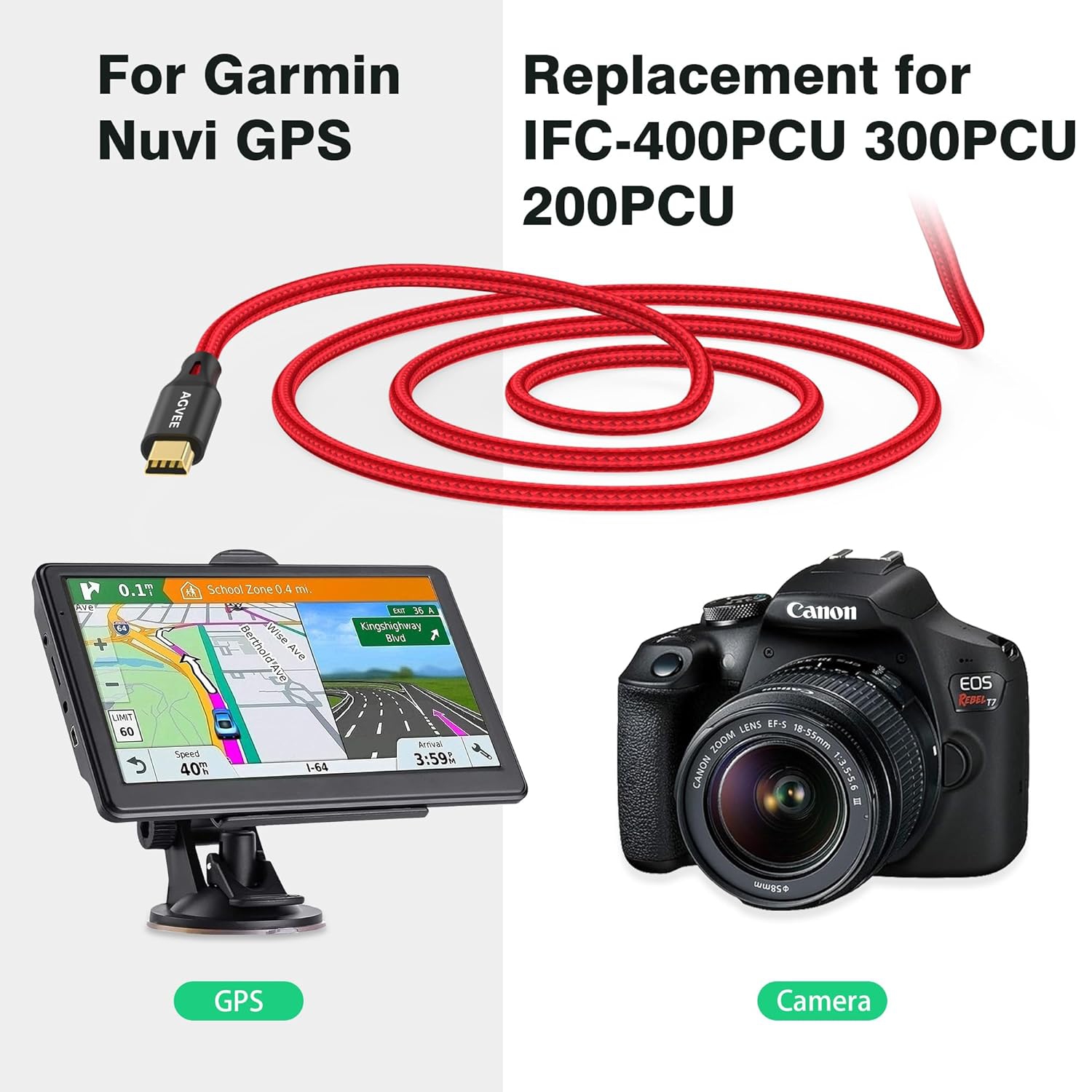 2 Pack 6ft Mini USB Cable, Braided Durable USB-A to Mini-B Charger Charging Cord for TI-84, Garmin GPS, Go-Pro