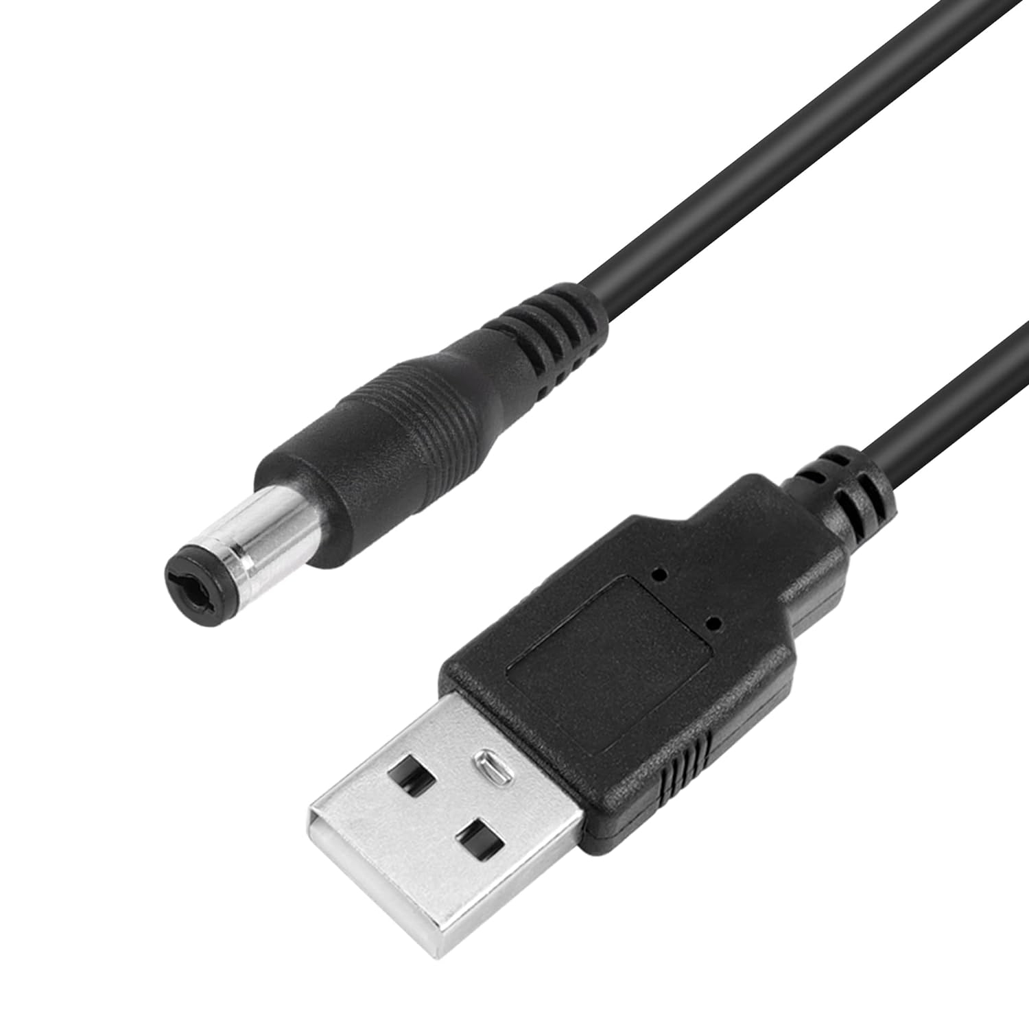 5 V – Câble d’alimentation c.c. spiralé, USB à c.c. 5,5 mm x câble de chargement à ressort 2,1 mm pour lampes USB, ventilateurs USB,