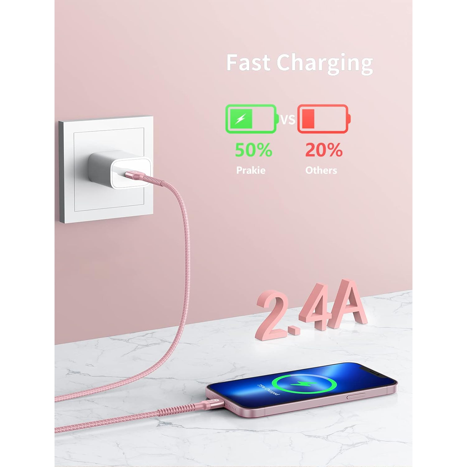 Câble Lightning USB 6FT Chargeur iPhone 2Pack Câble de chargement Apple nylon compatible avec iPhone 13/12/11 Pro Max/XS
