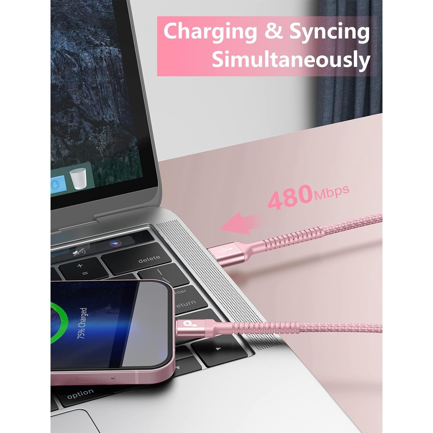 Câble Lightning USB 6FT Chargeur iPhone 2Pack Câble de chargement Apple nylon compatible avec iPhone 13/12/11 Pro Max/XS