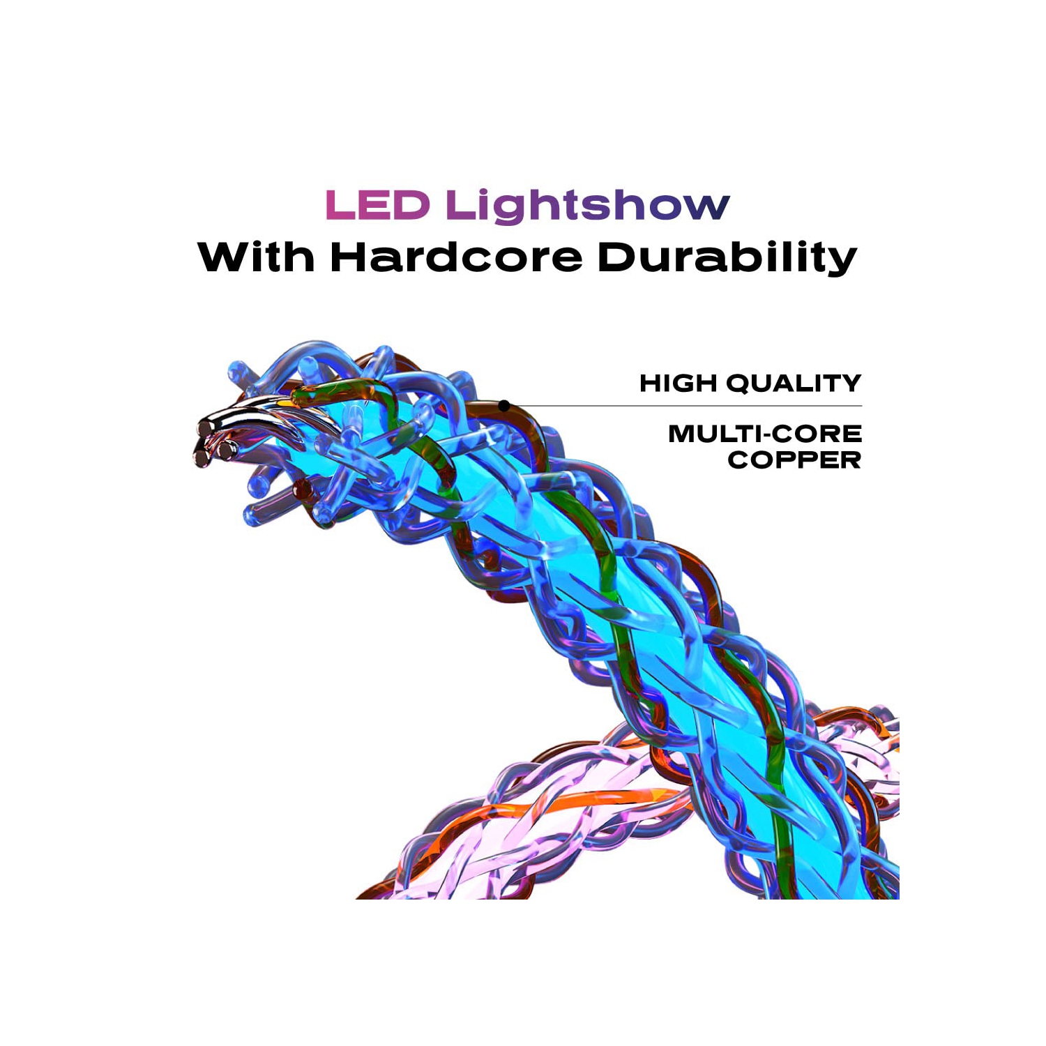 Light Up Charger Cable - GloBright Braided LED Charging Cable, Glowing Super Fast Charging 100W Light Up Cable,