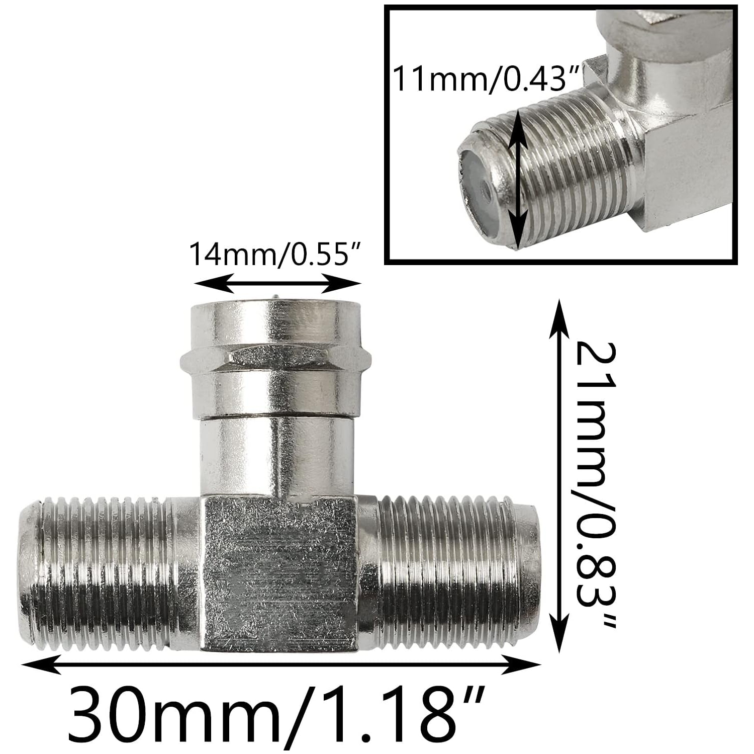 4PCS F Type RG6 Male to 2 F Female 3 Way Cable Splitter Coax T Connector Adapter Coaxial Cable Splitter TV