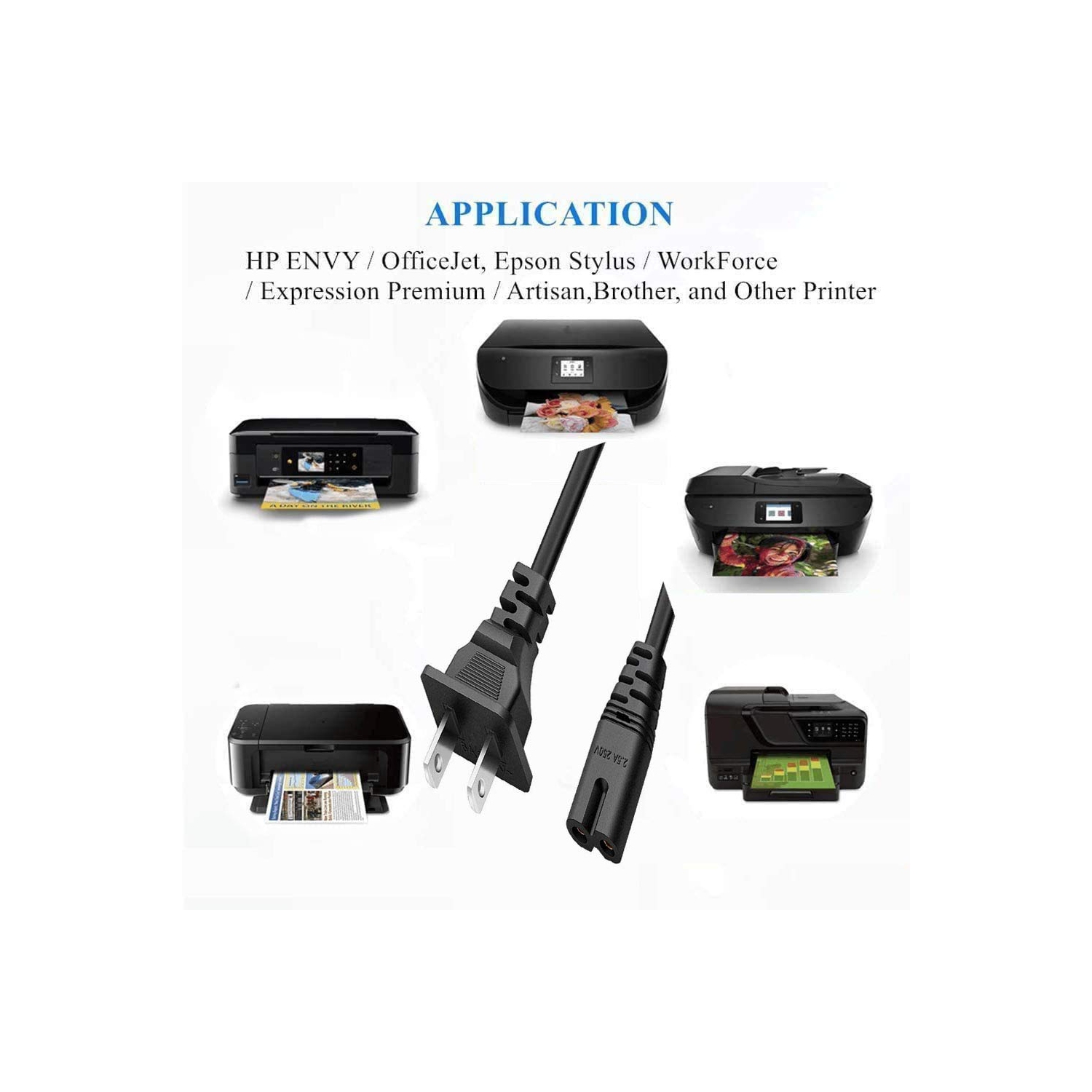 Deskjet 4155 Power Cord Printer AC Power Cable Compatible for HP DeskJet 6940 4155 3755 3634 3632 3054 2755 2655 2622