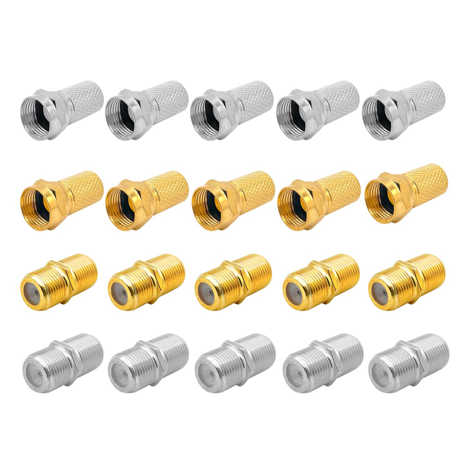 20 câbles coaxiaux de type F Trousse de connecteur de réparation/extension, connecteur RG6 et connecteurs femelles