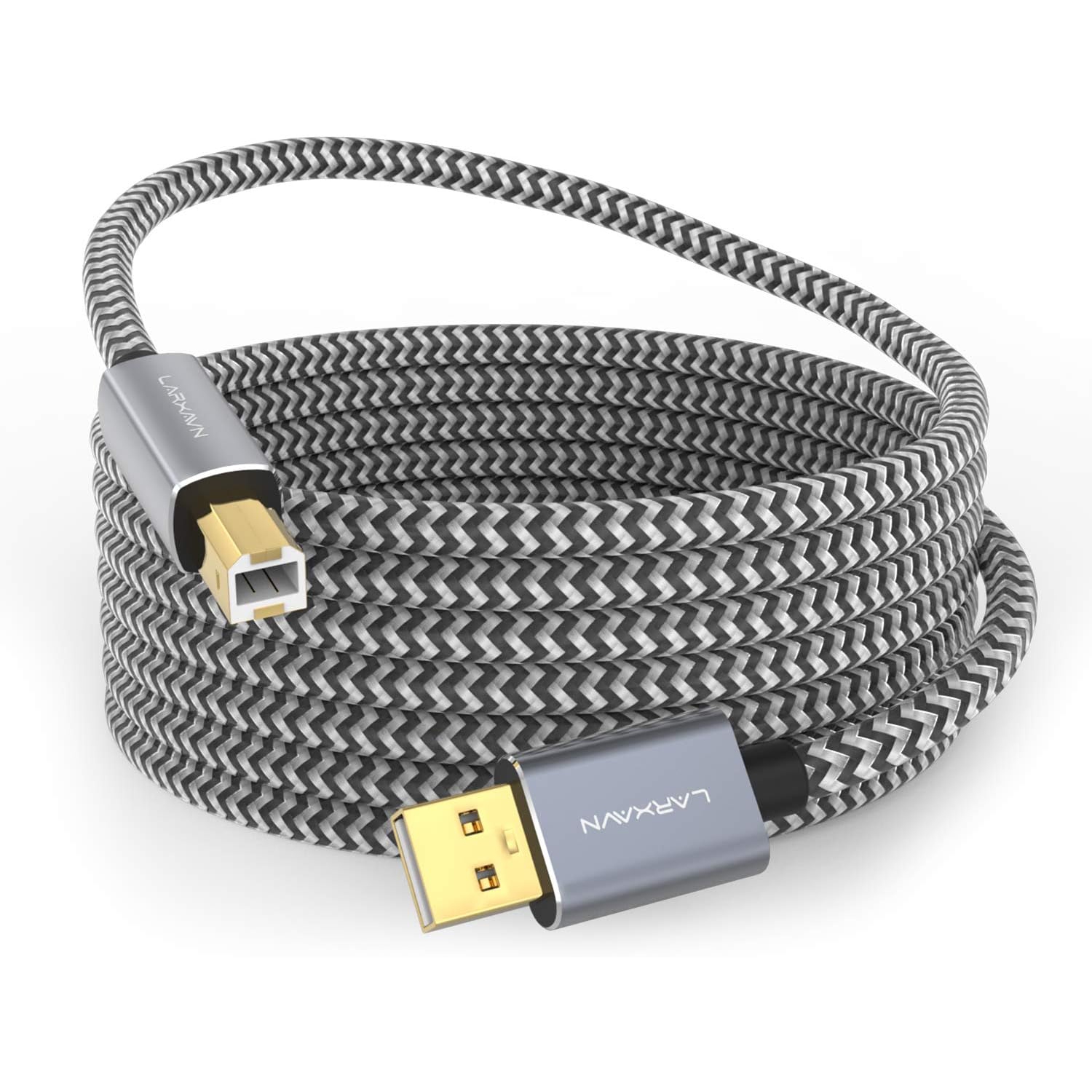 Câble d'imprimante, câble d'imprimante USB Larxavn 25&nbsp;pi USB 2,0 type A mâle vers B mâle, câble de numériseur USB B câble haute vitesse pour HP,