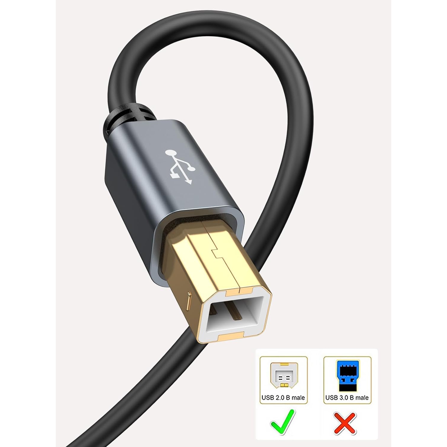 [2-Pack] USB Printer Cable 10 Feet, USB 2.0 Printer Cable to Computer, USB A to B Printer Cord
