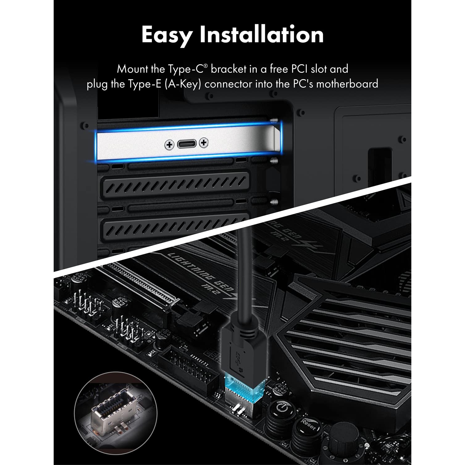 Adaptateur de panneau avant USB 3,2 de 2 génération de type C, câble d'extension de connecteur de carte mère, USB-C femelle à USB-E à 20 broches