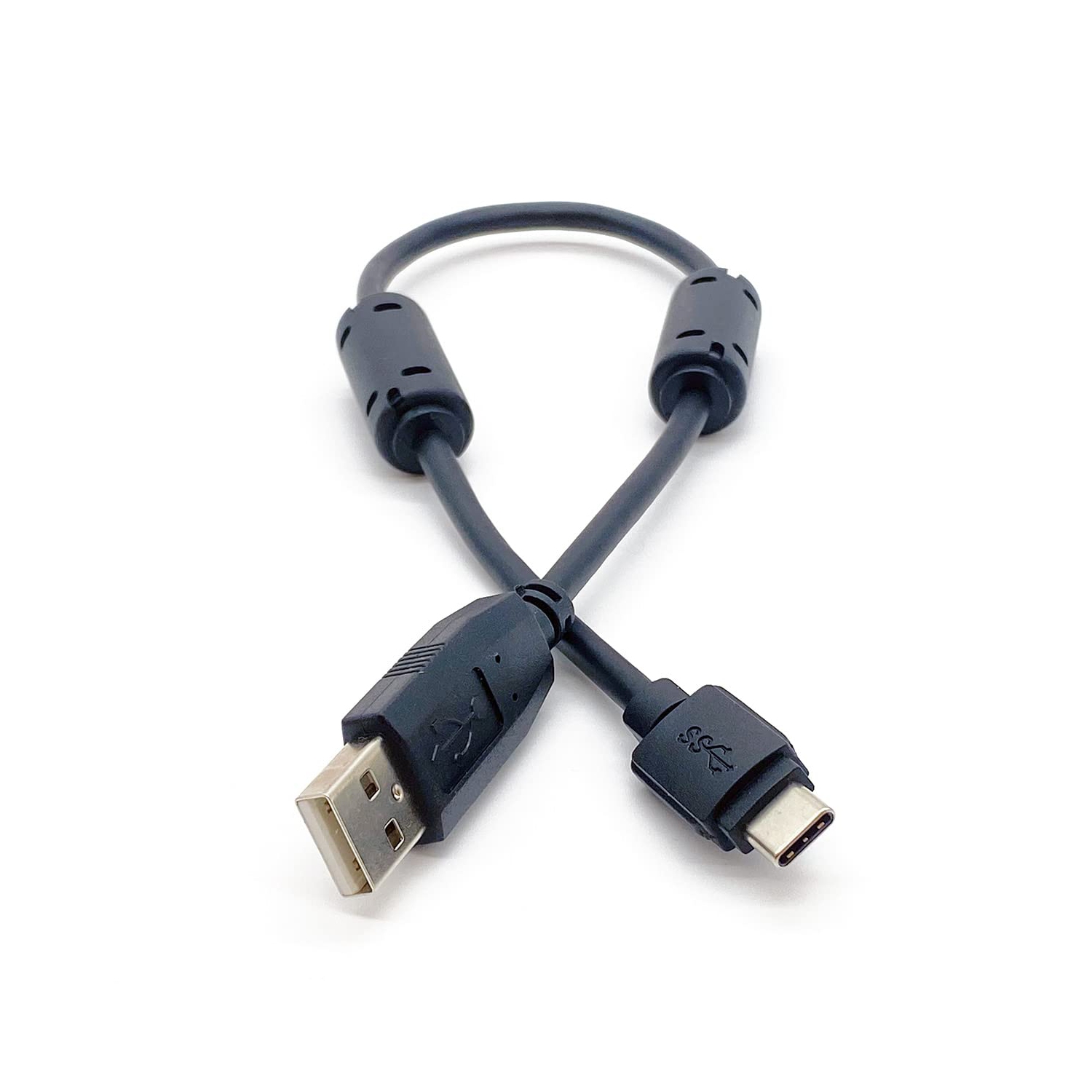 Shielded Short USB-A to USB-C Cable with Ferrites