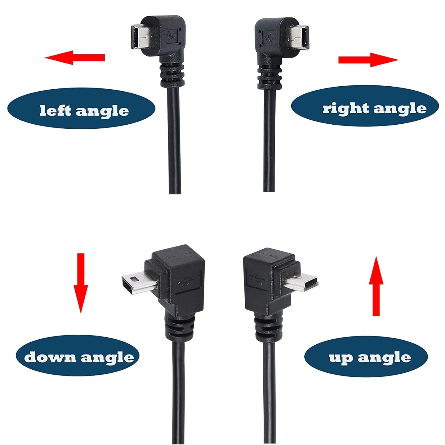 Câble de rallonge mini USB vers USB 2,0 de 90 degrés Mini 5pin USB B mâle à angle droit vers USB 2,0 mâle de données GPS
