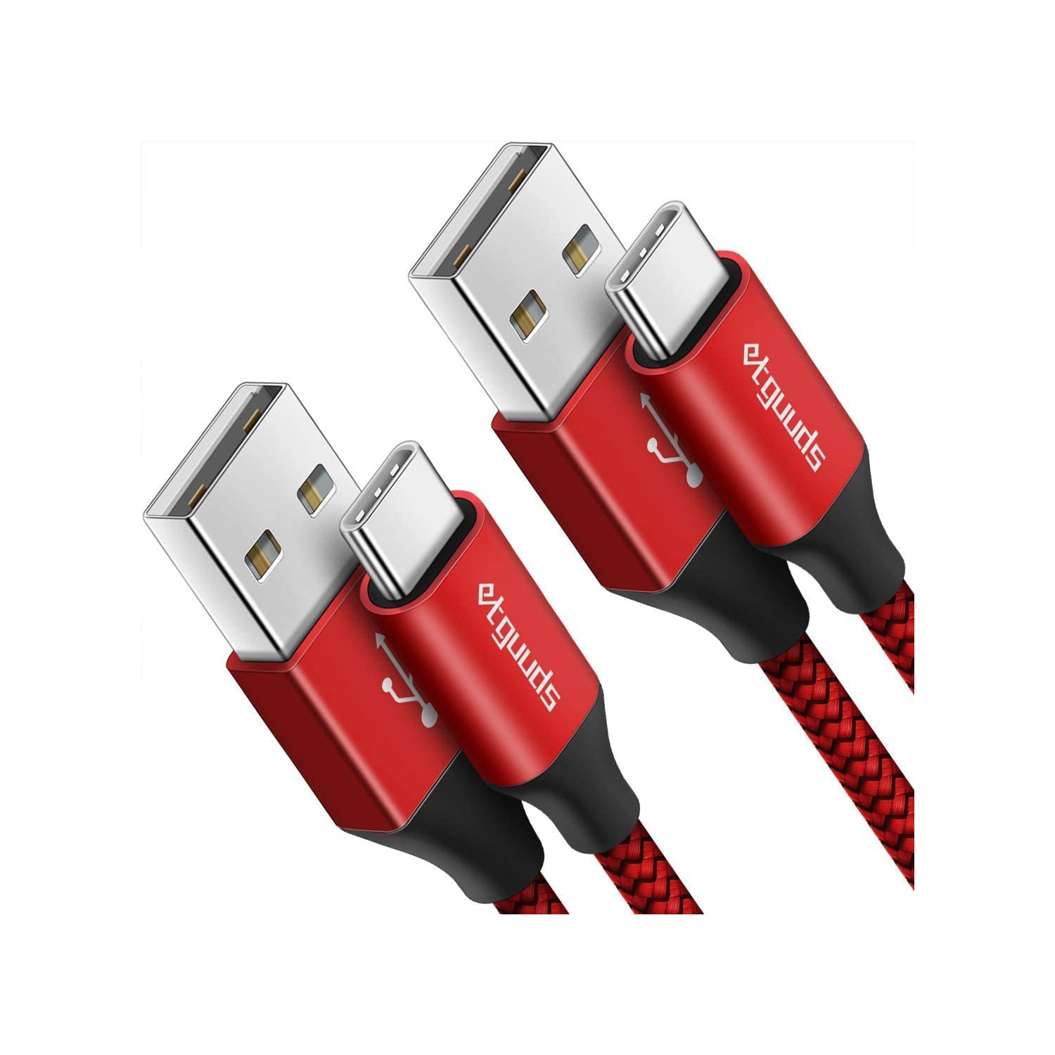 Red USB C Cable 3.3ft, 2-Pack USB to USB C Cable 3A Fast Charging Type C Cable Braided Data Cord for Samsung