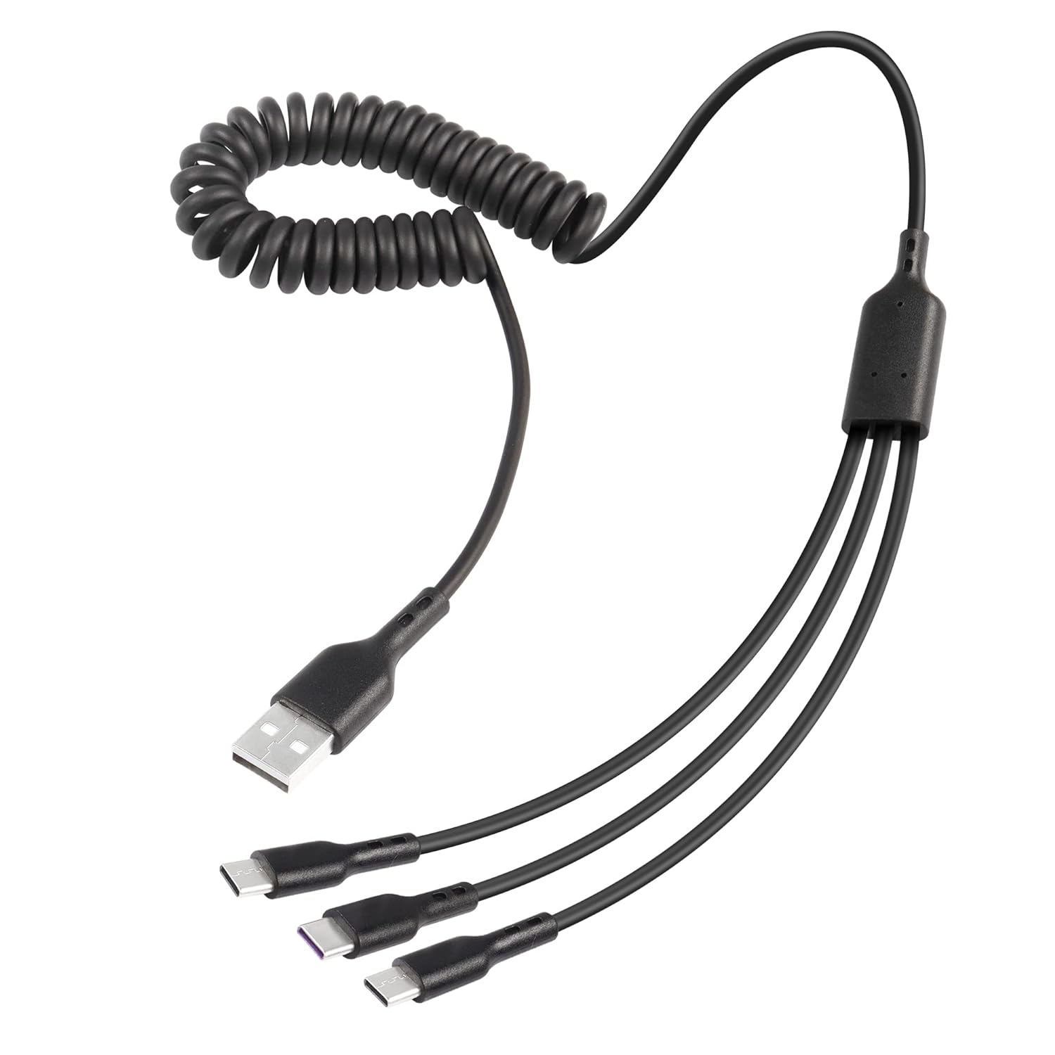 Câble répartiteur USB-C, câble spiralé USB-C, câble USB-A à USB-C de 3 m pour câble de chargement/synchronisation des données, pour USB-C.