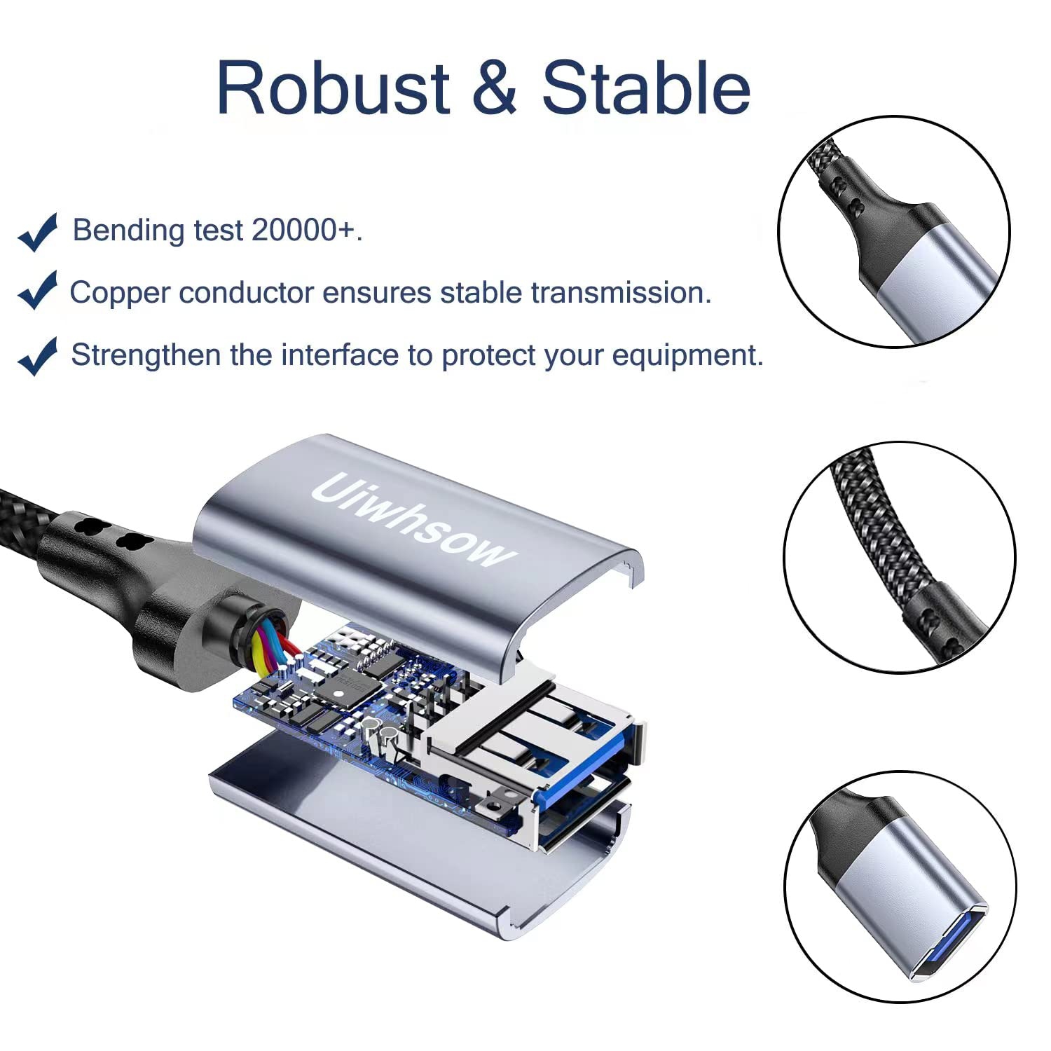 USB Extension Cable 13ft, Braided USB 3.0 A Male to Female 5Gbps High Data Transfer USB Extender Cord Compatible