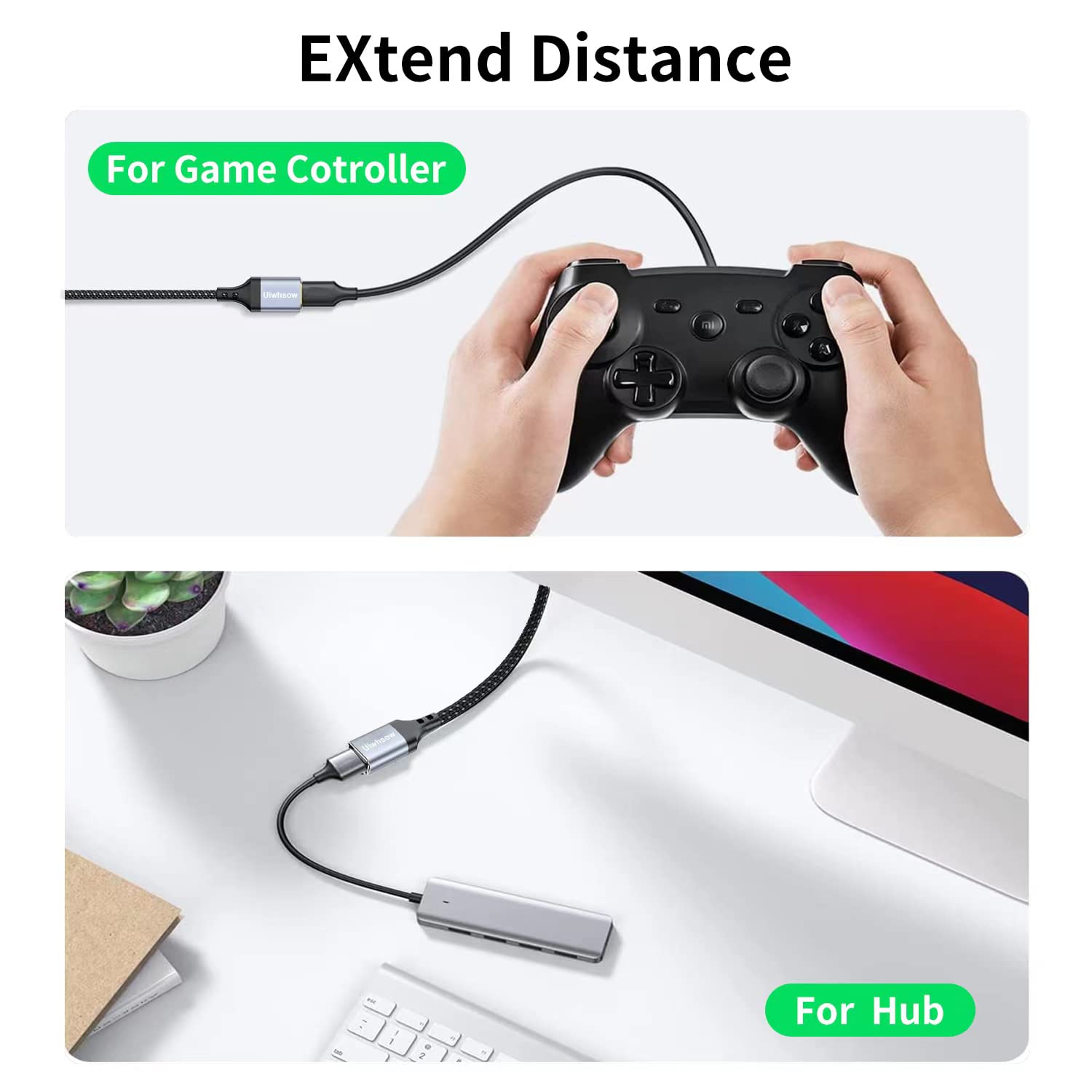USB Extension Cable 13ft, Braided USB 3.0 A Male to Female 5Gbps High Data Transfer USB Extender Cord Compatible