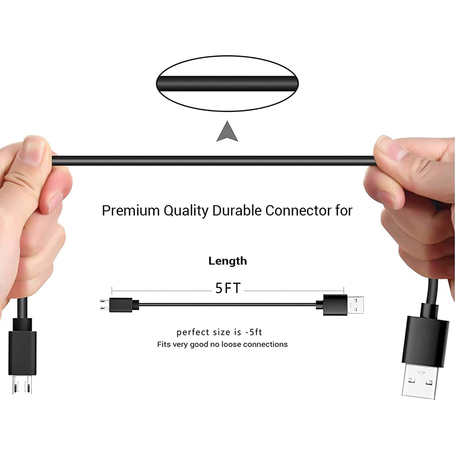 5ft Micro USB Charging Cable Cord Fit for Kindle eReaders and Fire Tablets, Kindle Paperwhite