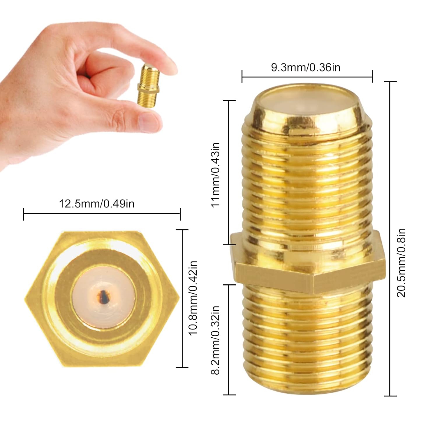 Coaxial Cable Connector, 10 Pack
