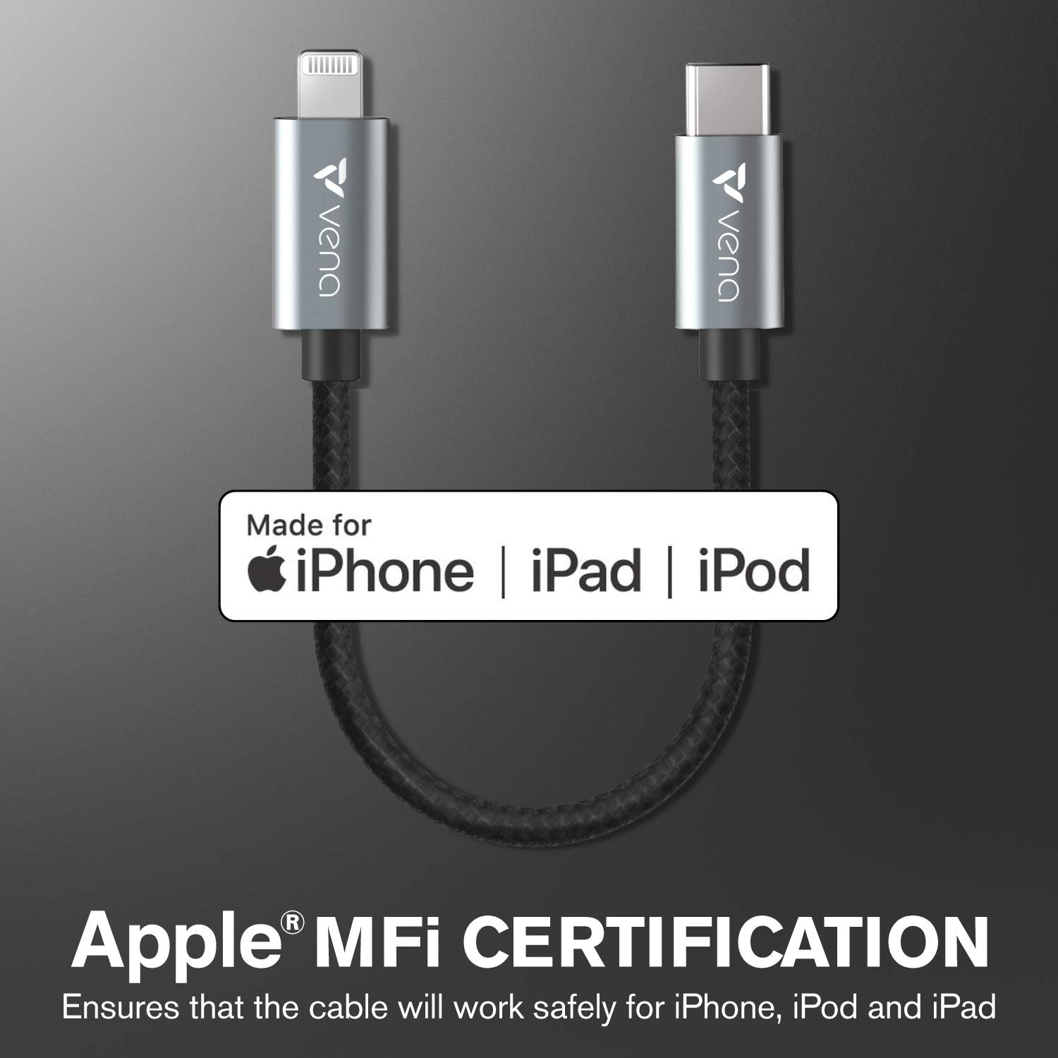 USB C to Lightning Cable - 6 inch, (Apple MFI Certified) 18W Fast Charge Power Delivery Nylon Braided