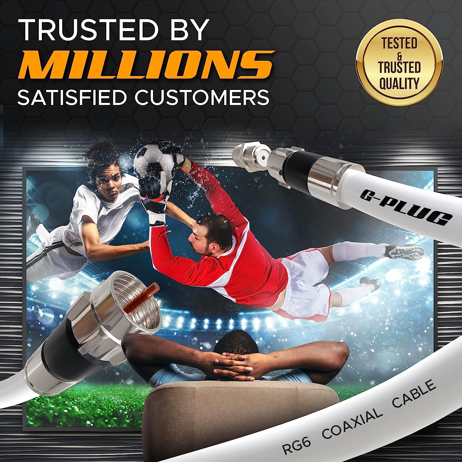 10FT RG6 Coaxial Cable Connectors Set – High-Speed Internet, Broadband and Digital TV Aerial, Satellite Cable