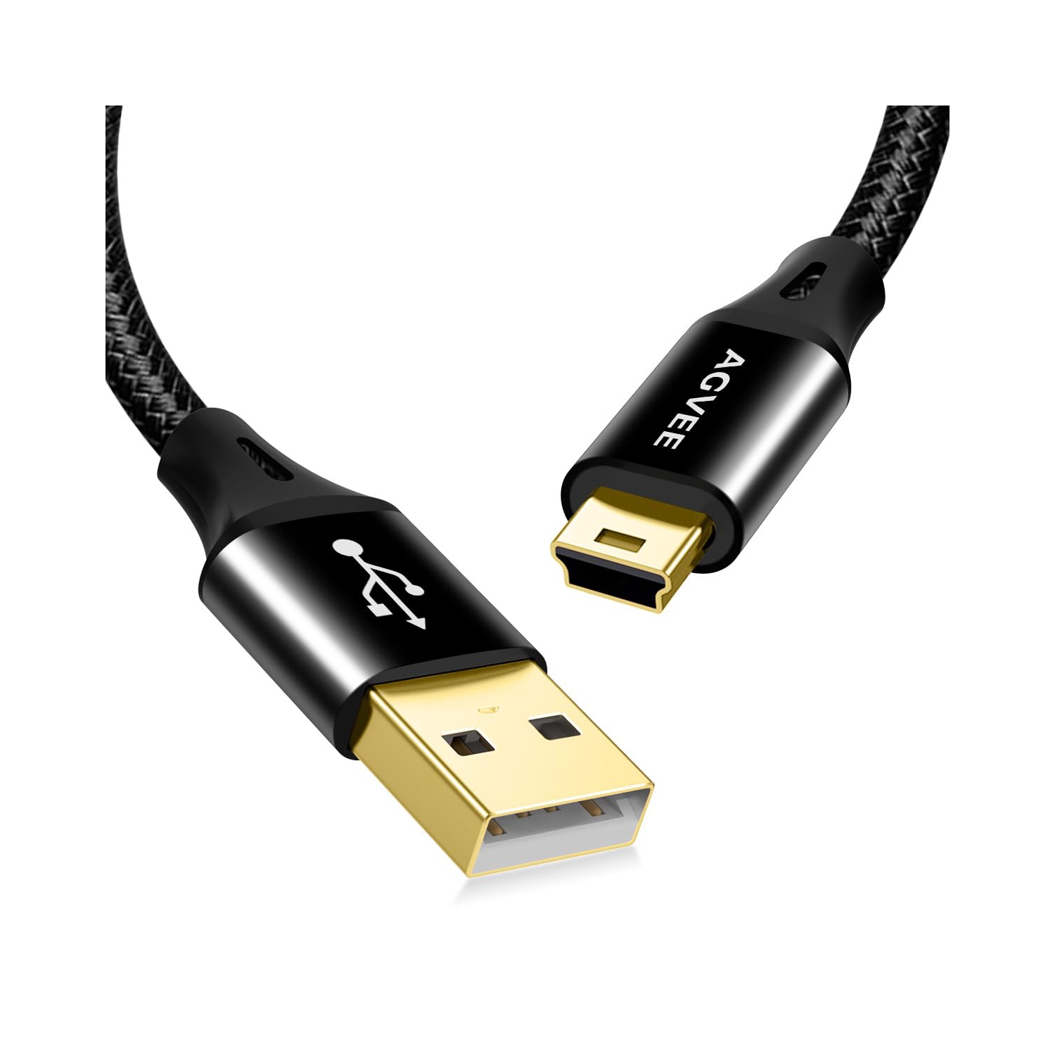 Paquet de 2 câbles mini USB 10&nbsp;pi, câble de chargement tressé durable USB-A vers mini-B pour TI-84, GPS Garmin, Go-Pro