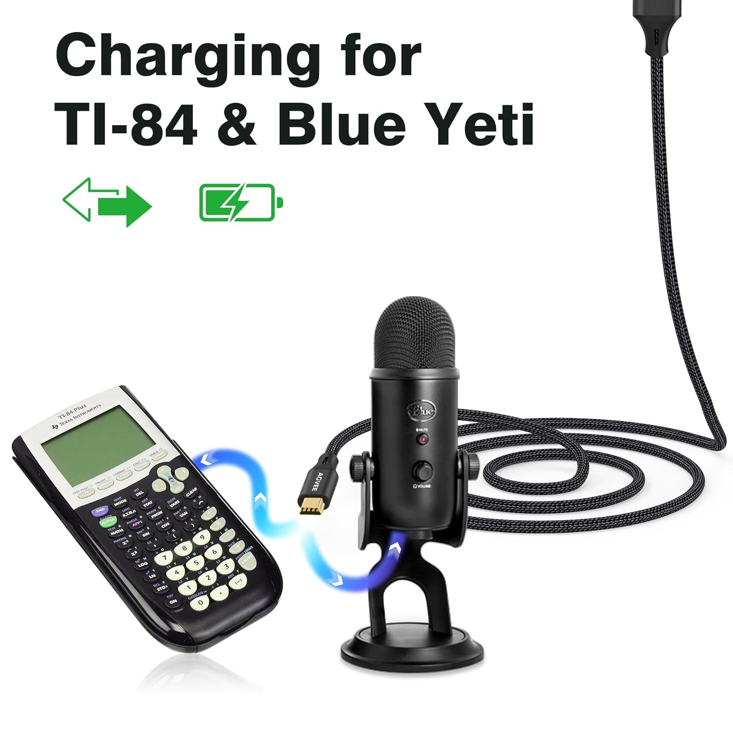 Paquet de 2 câbles mini USB 10&nbsp;pi, câble de chargement tressé durable USB-A vers mini-B pour TI-84, GPS Garmin, Go-Pro