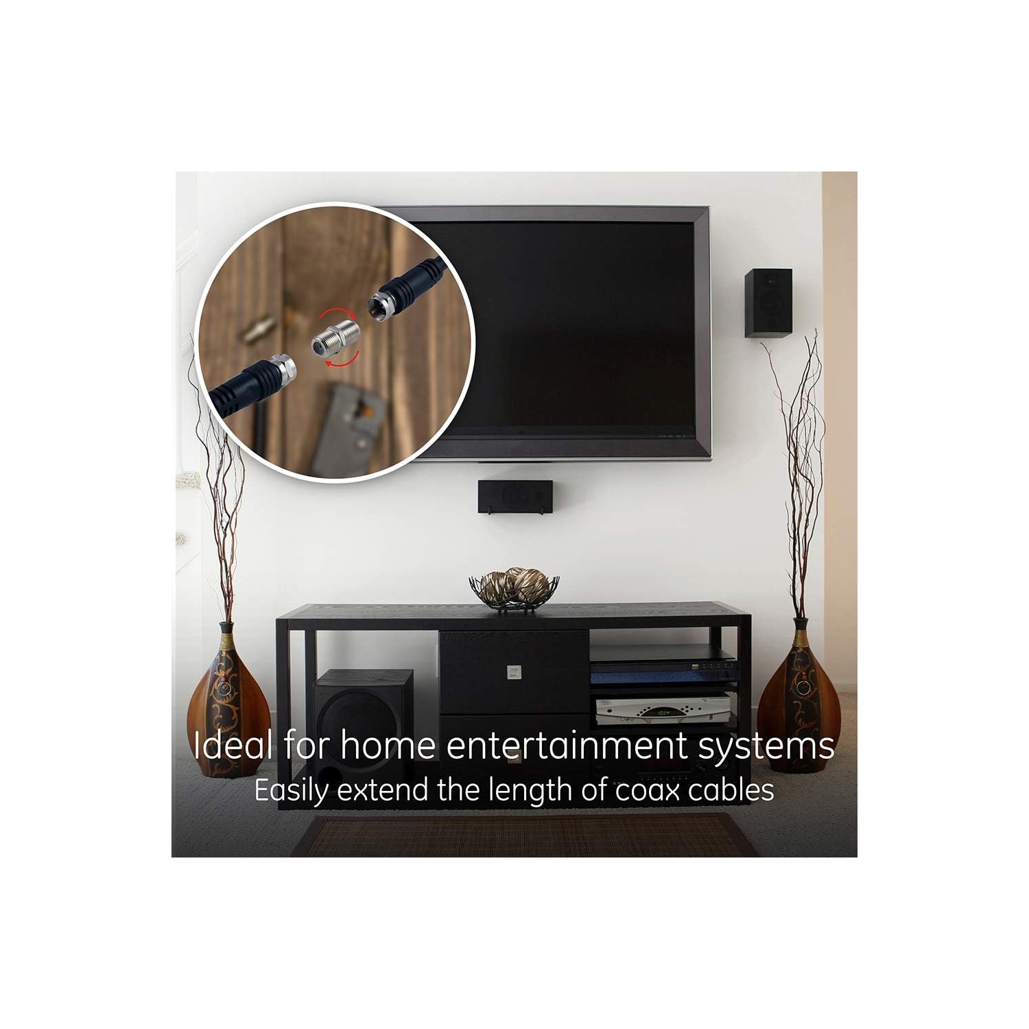 Les coupleurs d'adaptateur de câble coaxial, paquet de 4, fonctionne sur les câbles coaxiaux F-type RG59 RG6, connecte deux câbles coaxiaux