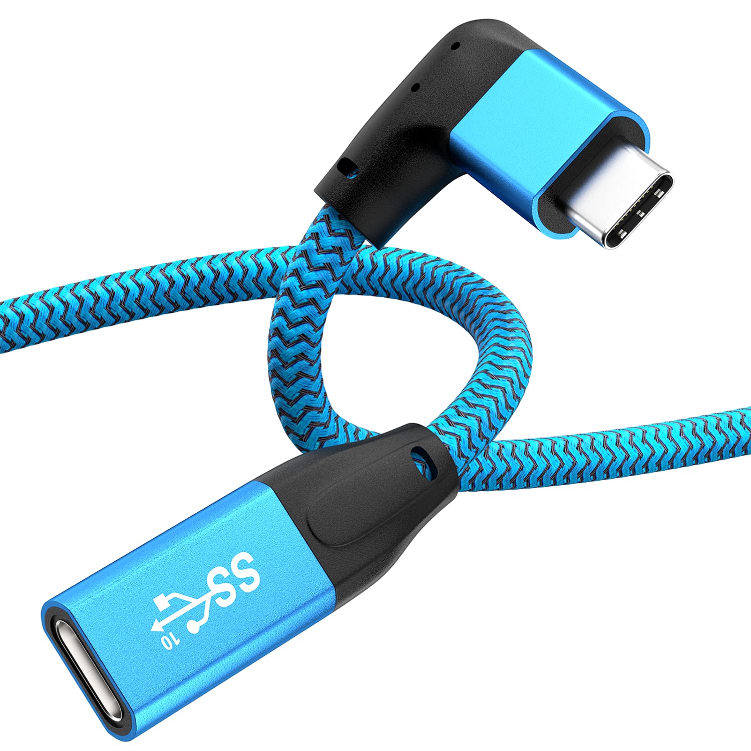 MTech USA 3-Pack 6ft Right Angle USB-C To USB-A Fast Charging Cables (Nylon)