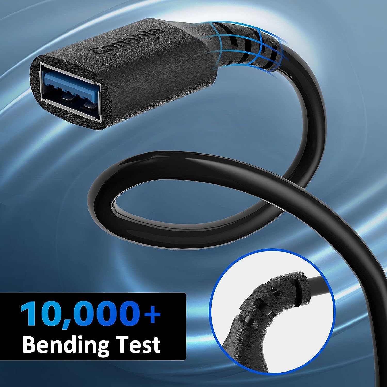 3 Pack USB 3.0 Extension Cable 2 FT, Short USB A Male to Female Extender Cord, 5Gbps Data Transfer for Webcam, Printer,