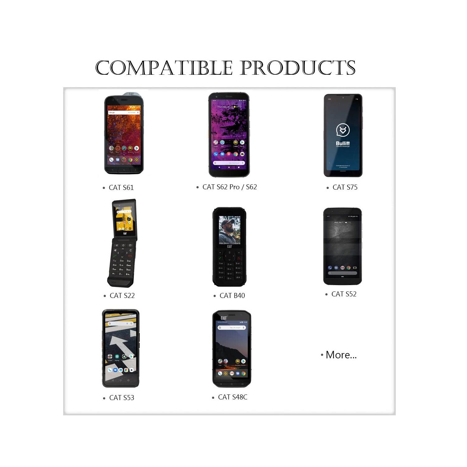 Cell Phone Charger Cable for CAT S61, CAT B40, CAT S62 Pro, CAT S52, CAT S75, CAT S53, CAT S22 Flip, CAT S62