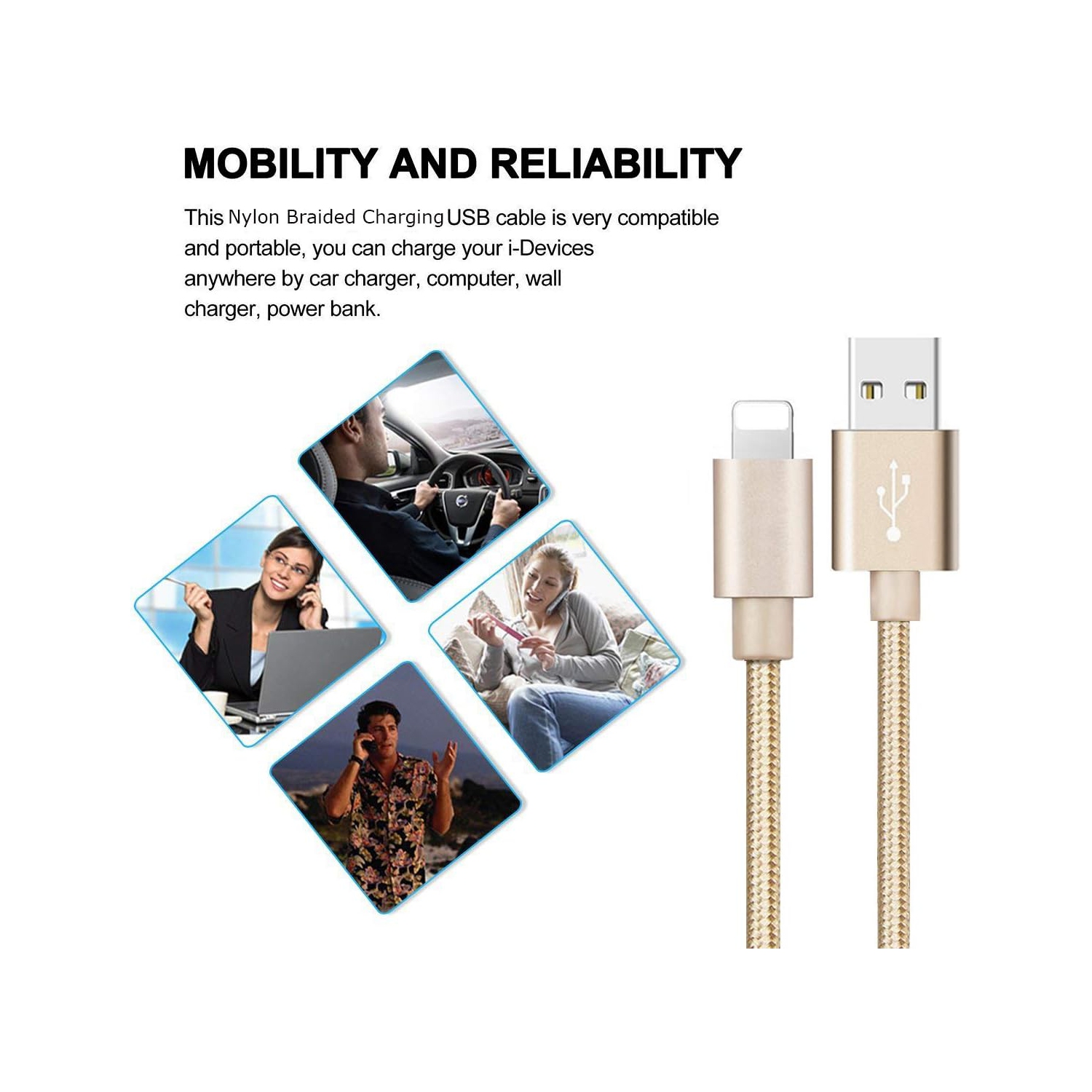 Charger Cable Compatible for Phone, [2Pack] Nylon Braided Phone Cable Fast Charging USB Cord Replacement for Phone
