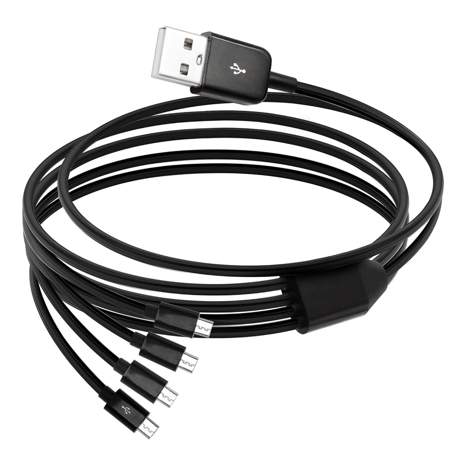 Micro USB B Data Cable, 1 in 4 Charging Cable USB 2.0 Micro Charging Data Cable, Multi USB Male to 4 Micro