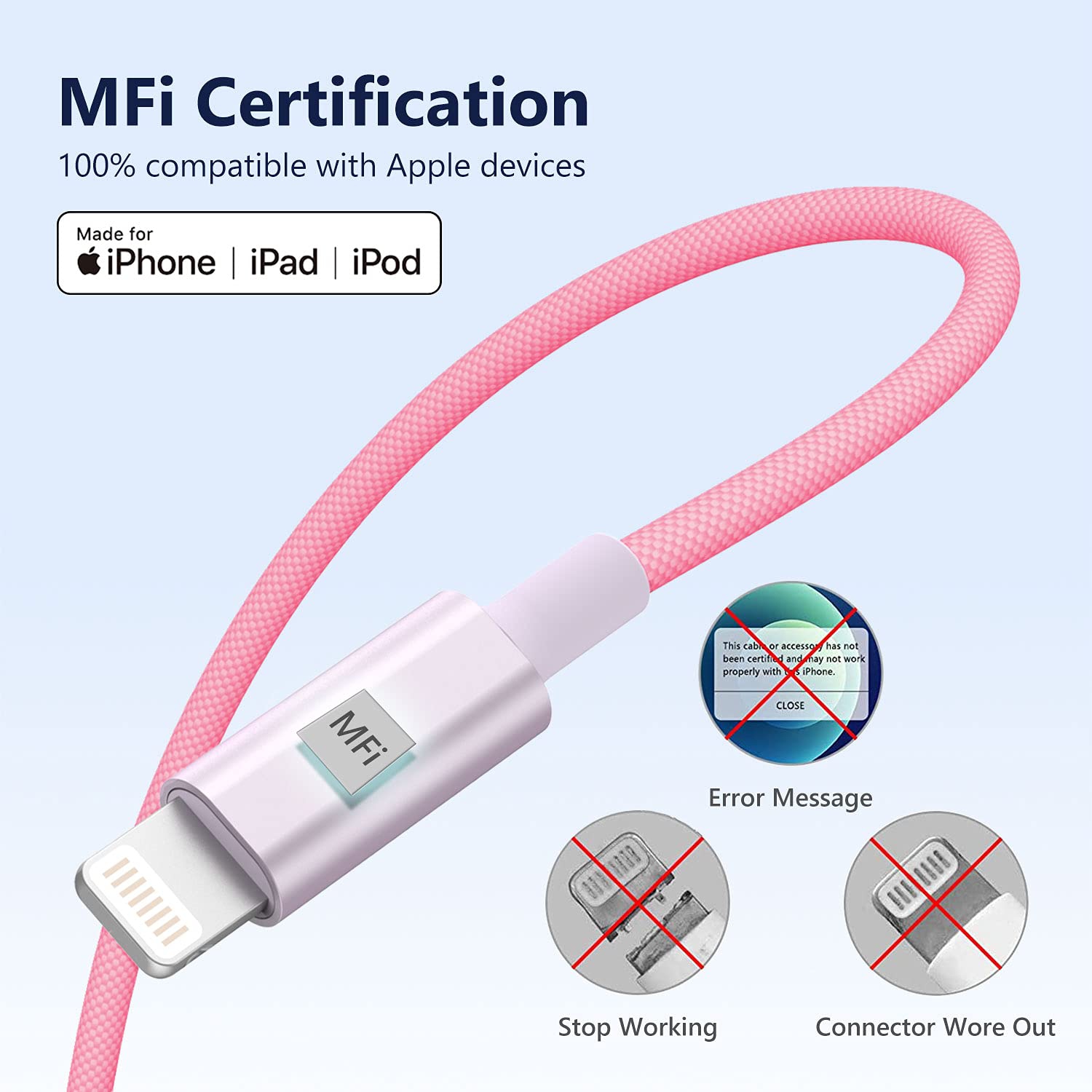 USB C to Lightning Cable, 3.3ft MFi-Certified iPhone Charger Cable Braided Nylon Type C to Lightning Cable