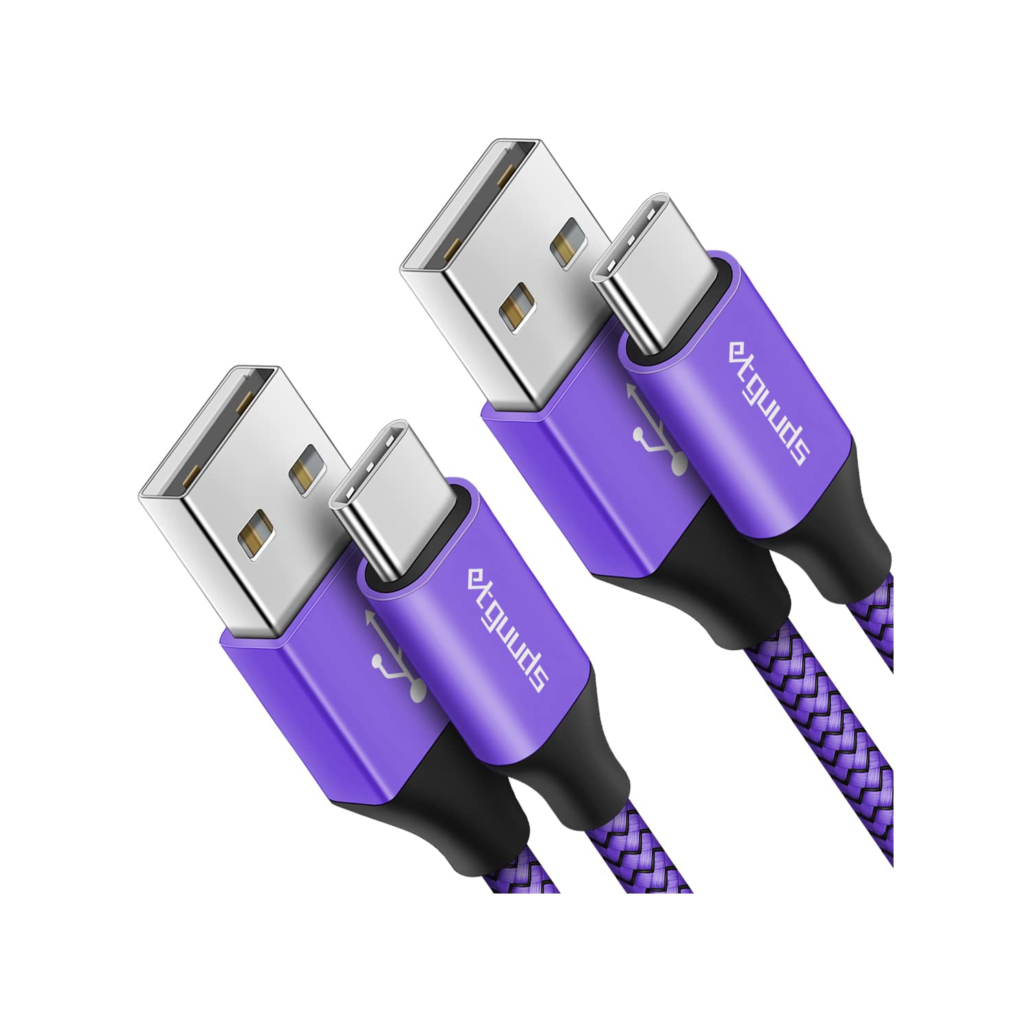 Purple USB C Cable 3ft, 2-Pack USB to USB C Cable 3A Fast Charging Type C Cable Braided Data Cord for Samsung