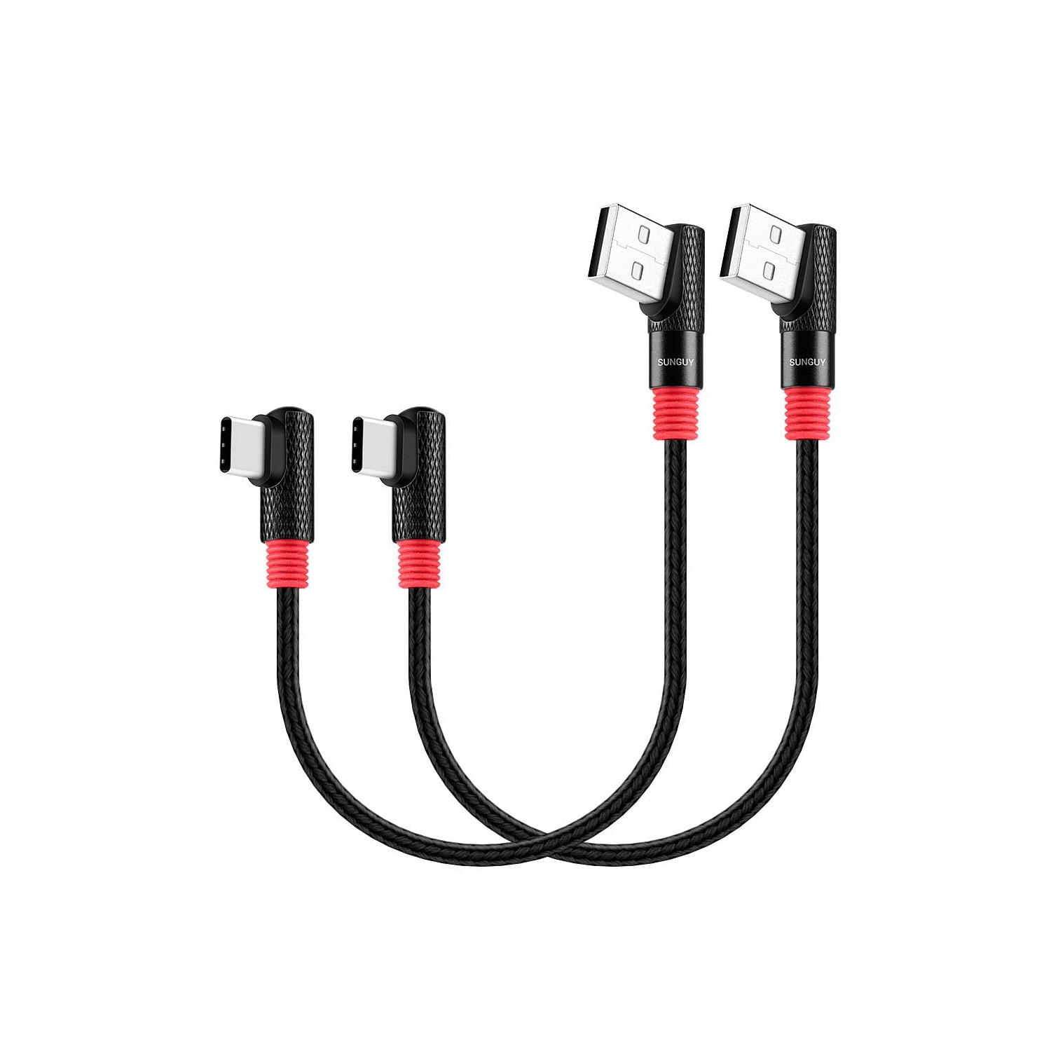 Right Angle USB C Cable 2Pack [1FT/0.3m] 18W Short 90 Degree USB 2.0 USB-C Fast Charging Data Sync Cable Nylon