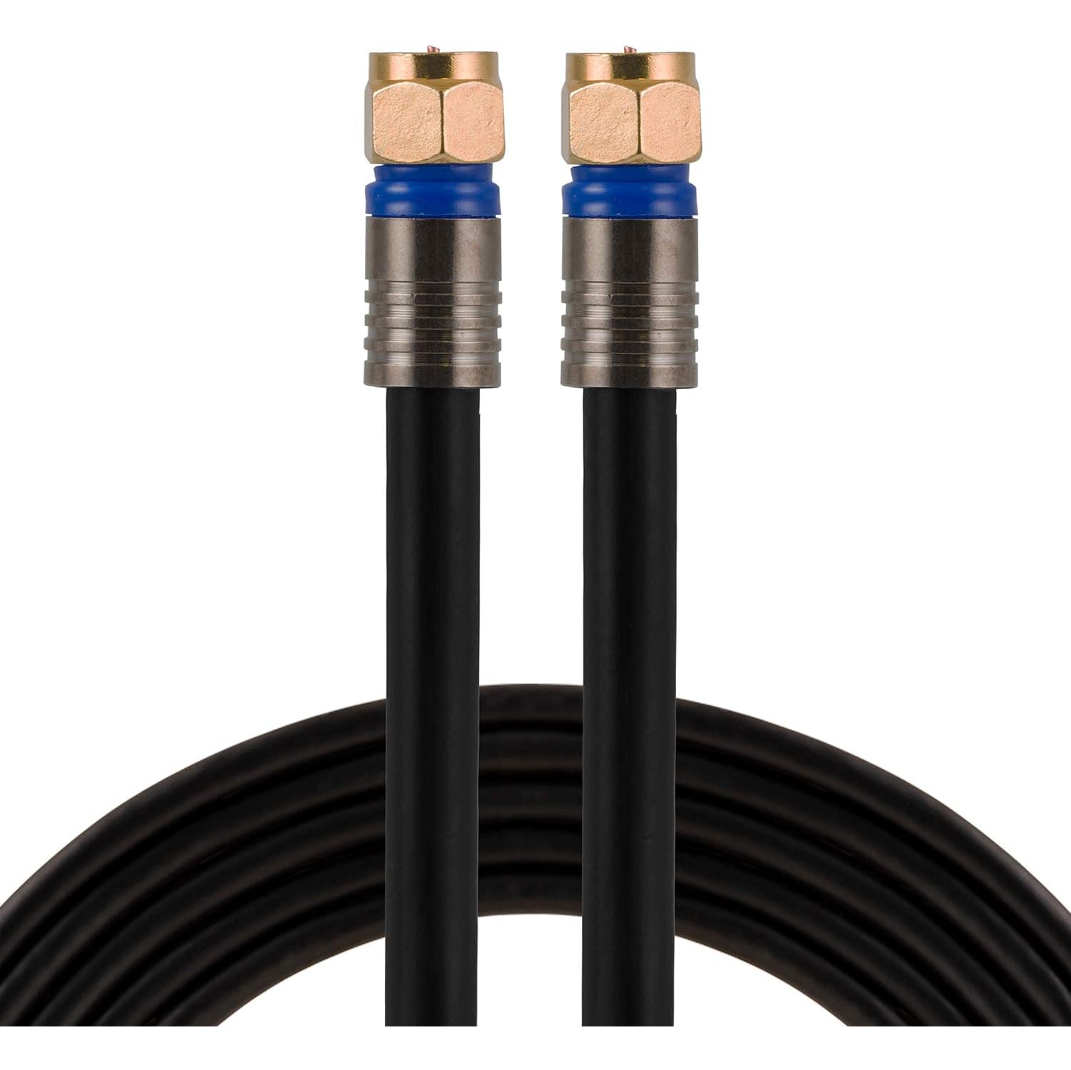 RG6 Coaxial Cable, 6 ft. F-Type Connectors, Quad Shielded Coax Cable, 3 GHz Digital, in-Wall Rated, Ideal for TV