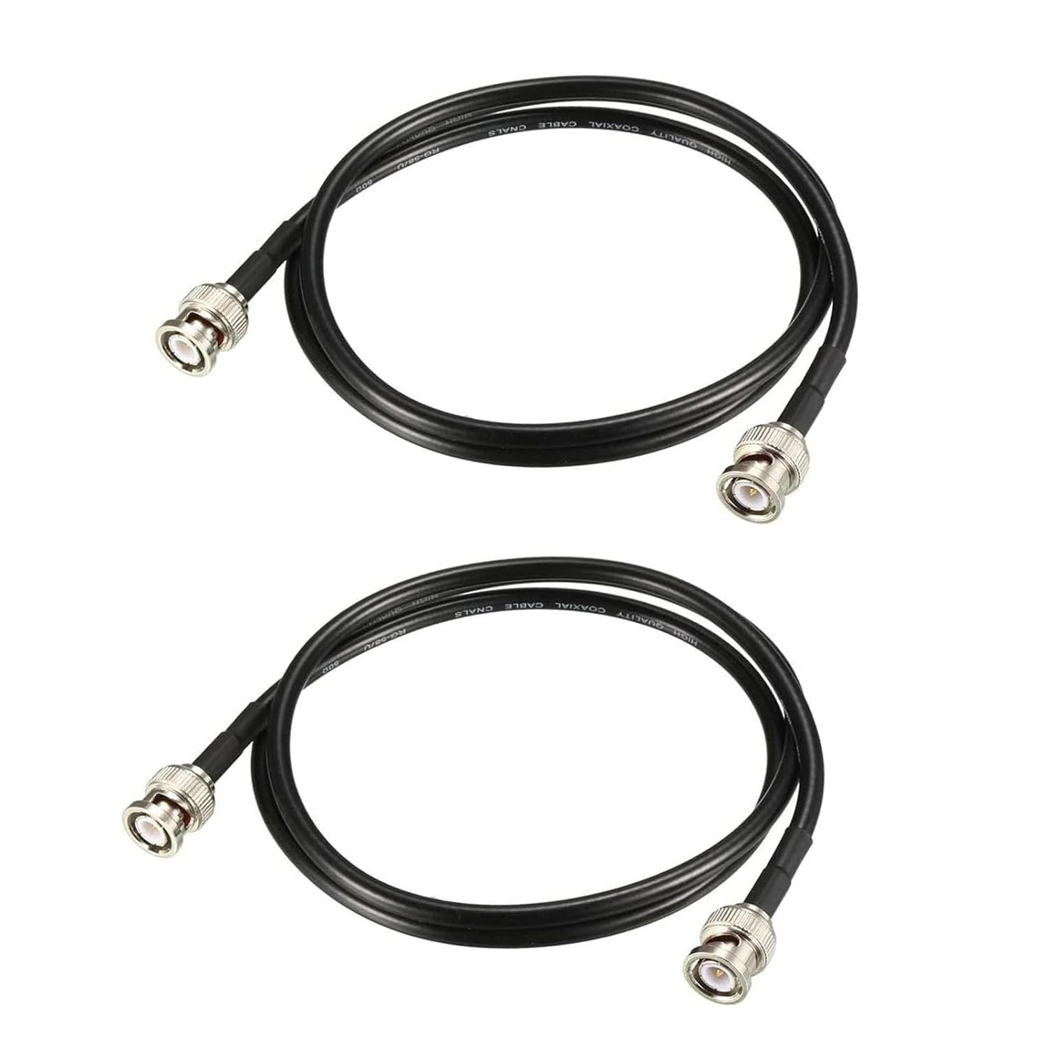 Câble coaxial 2pcs avec connecteurs BNC mâle à BNC mâle, câble coaxial à faible perte RG58 50&nbsp;Ohm, 3 pi
