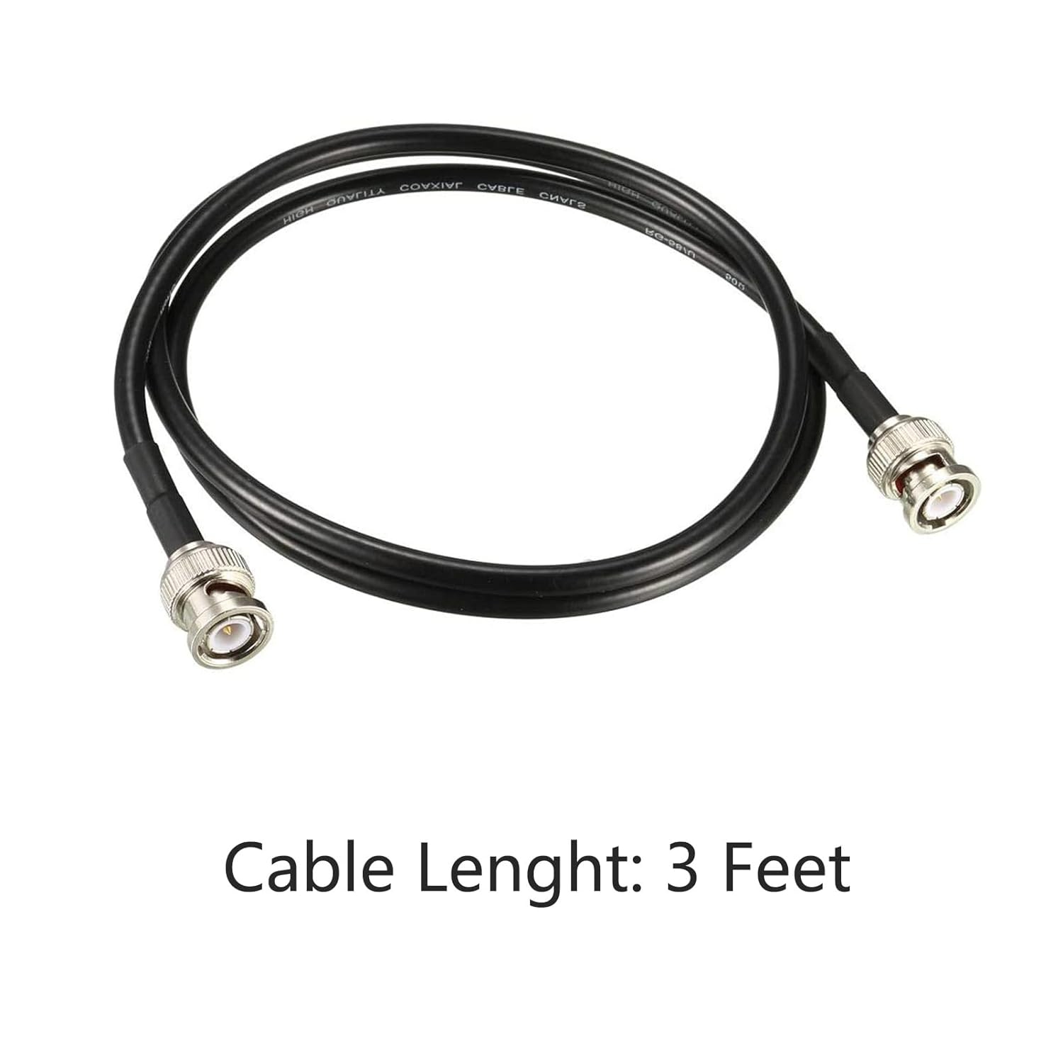 Câble coaxial 2pcs avec connecteurs BNC mâle à BNC mâle, câble coaxial à faible perte RG58 50&nbsp;Ohm, 3 pi