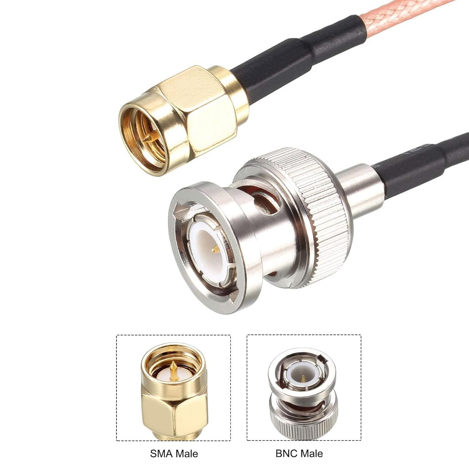 Câble coaxial avec connecteurs BNC mâle vers SMA mâle Câble coaxial à faible perte RG316 50&nbsp;Ohm 3 pi