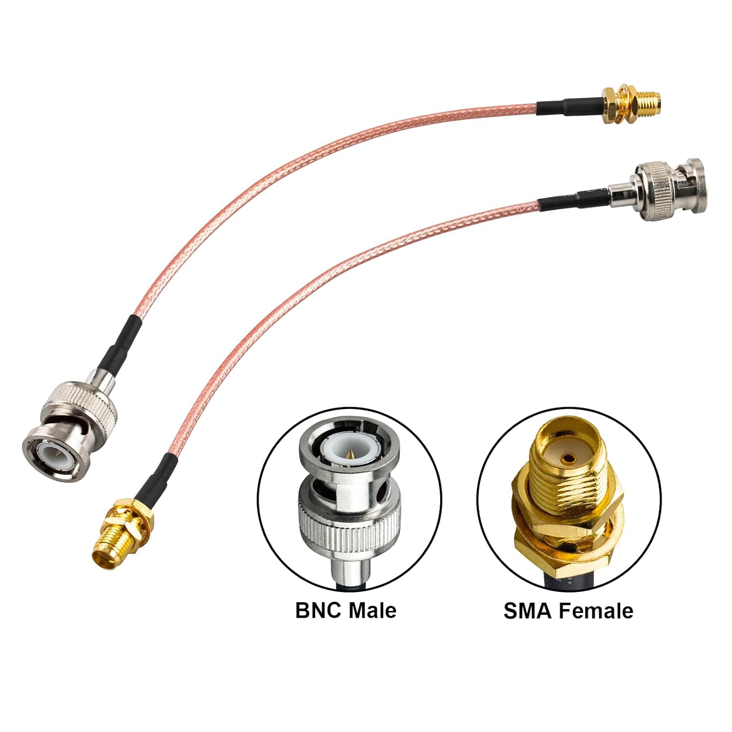 2Pcs BNC Male to SMA Female Connectors, 6'' Low Loss RG316 Coaxial Cable, SMA to BNC Adapter Antenna Cable