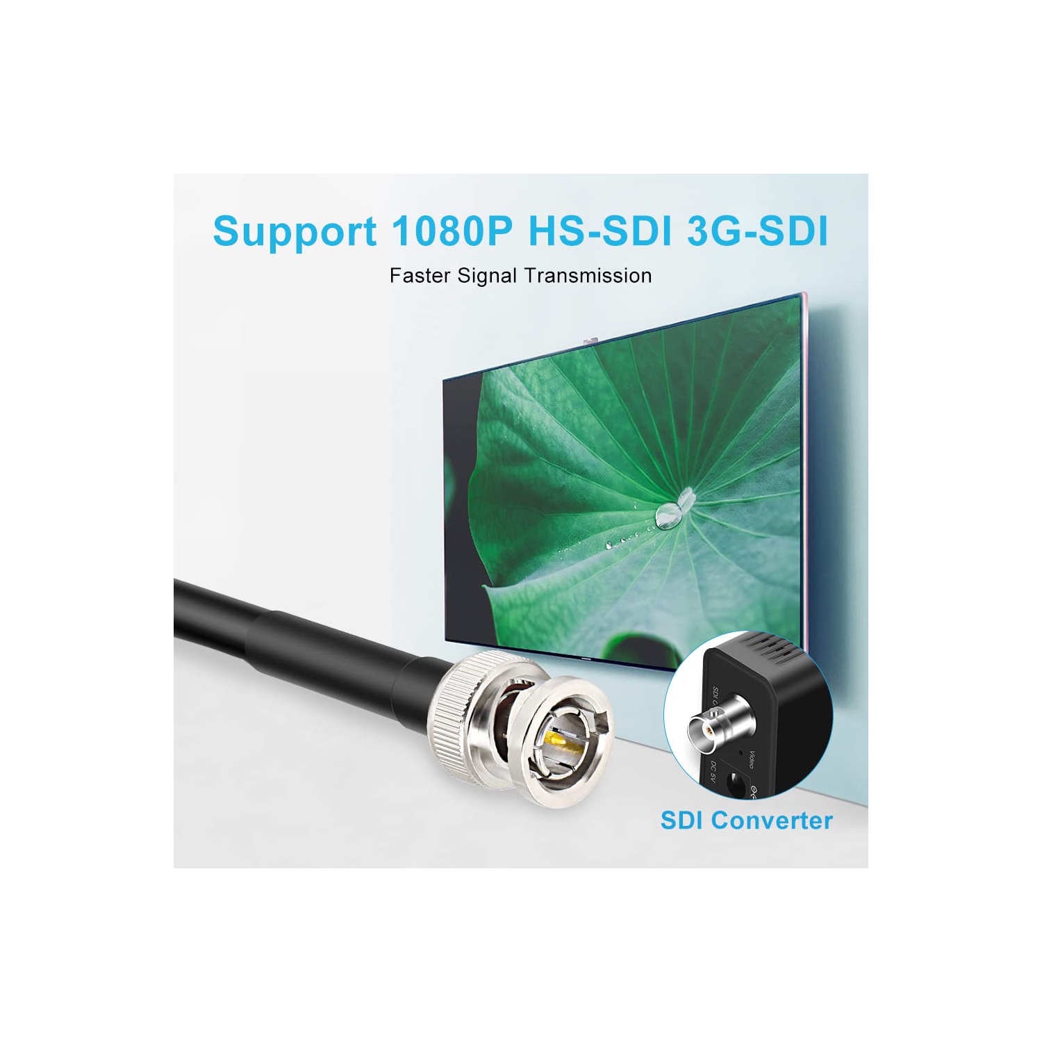 SDI Cable 6FT, HD-SDI Cable 75 Ohm BNC Male to BNC Male Video Coaxial Cable for Video Surveillance Camera CCTV