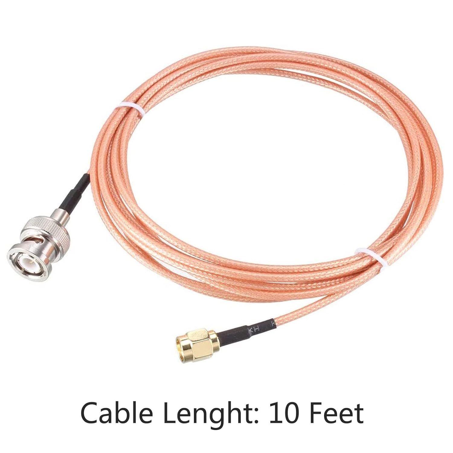 3Meter/10Ft RG316 RF Coaxial Cable 50 Ohm with BNC Male to SMA Male Connectors, Low Loss BNC Male to SMA Male