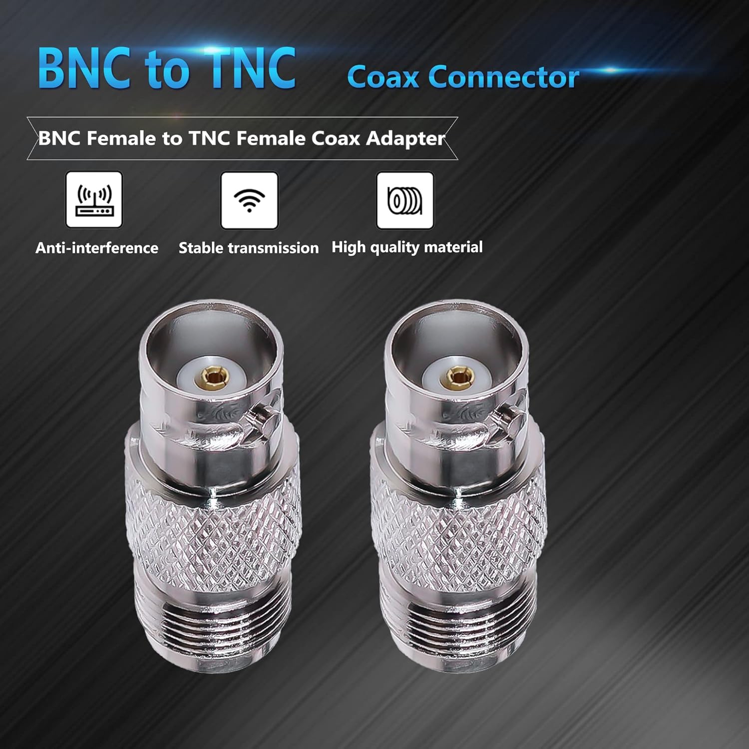 BNC to TNC Coax Adapter TNC Female to BNC Female RF Coaxial Connector for WiFi Antenna Extension Cable 2pcs