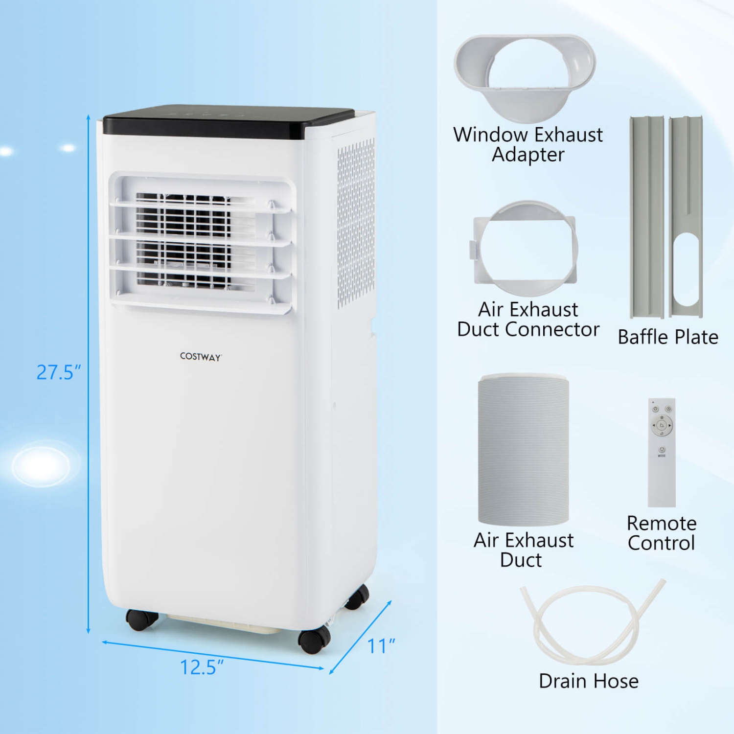 Costway 6500 BTU(10000 BTU ASHRAE) Portable Air Conditioner Cools up to 350 Sq.Ft with Fan & Dehumidifier