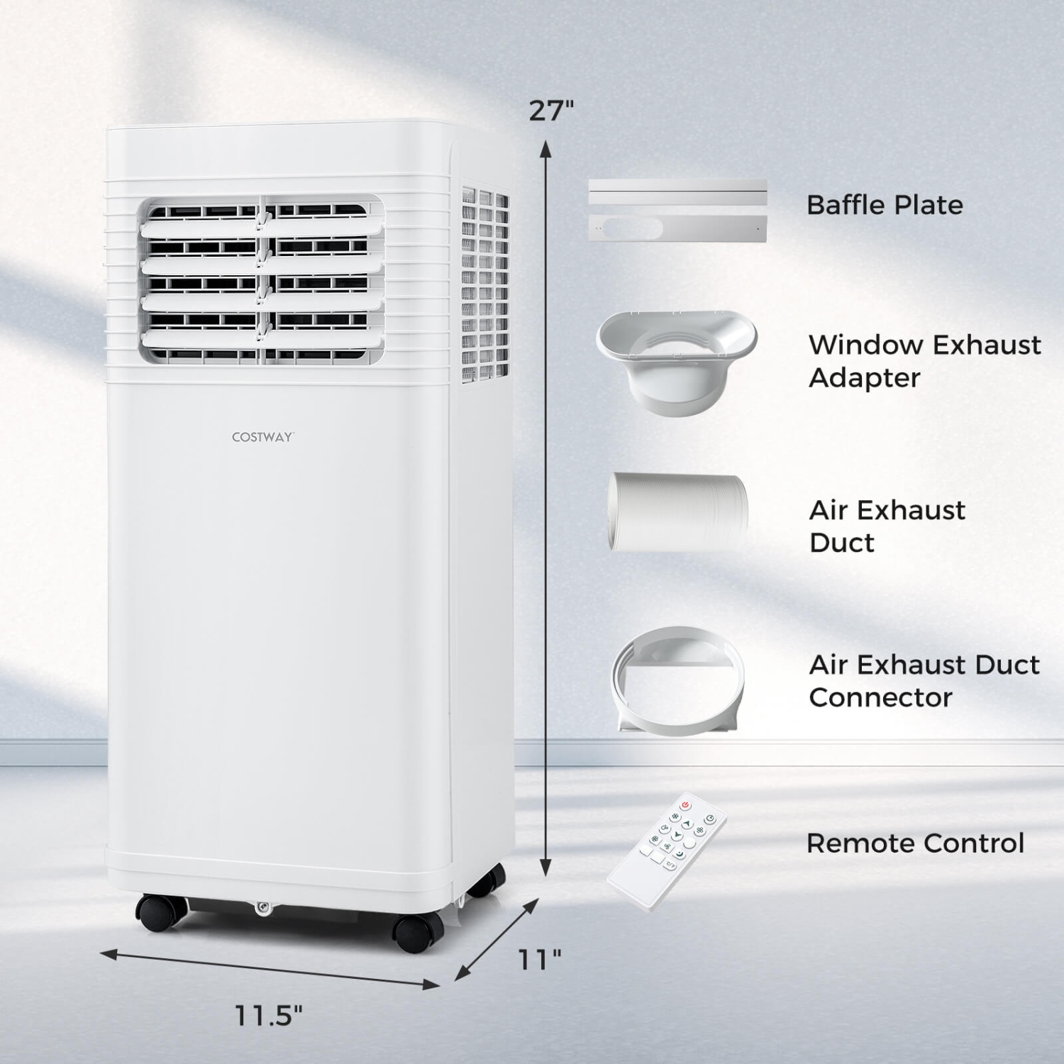 Costway Portable Air Conditioner 8000 BTU 3 in 1 AC Unit with Fan & Dehumidifier Sleep Mode 5100 BTU(8000BTU ASHRAE)