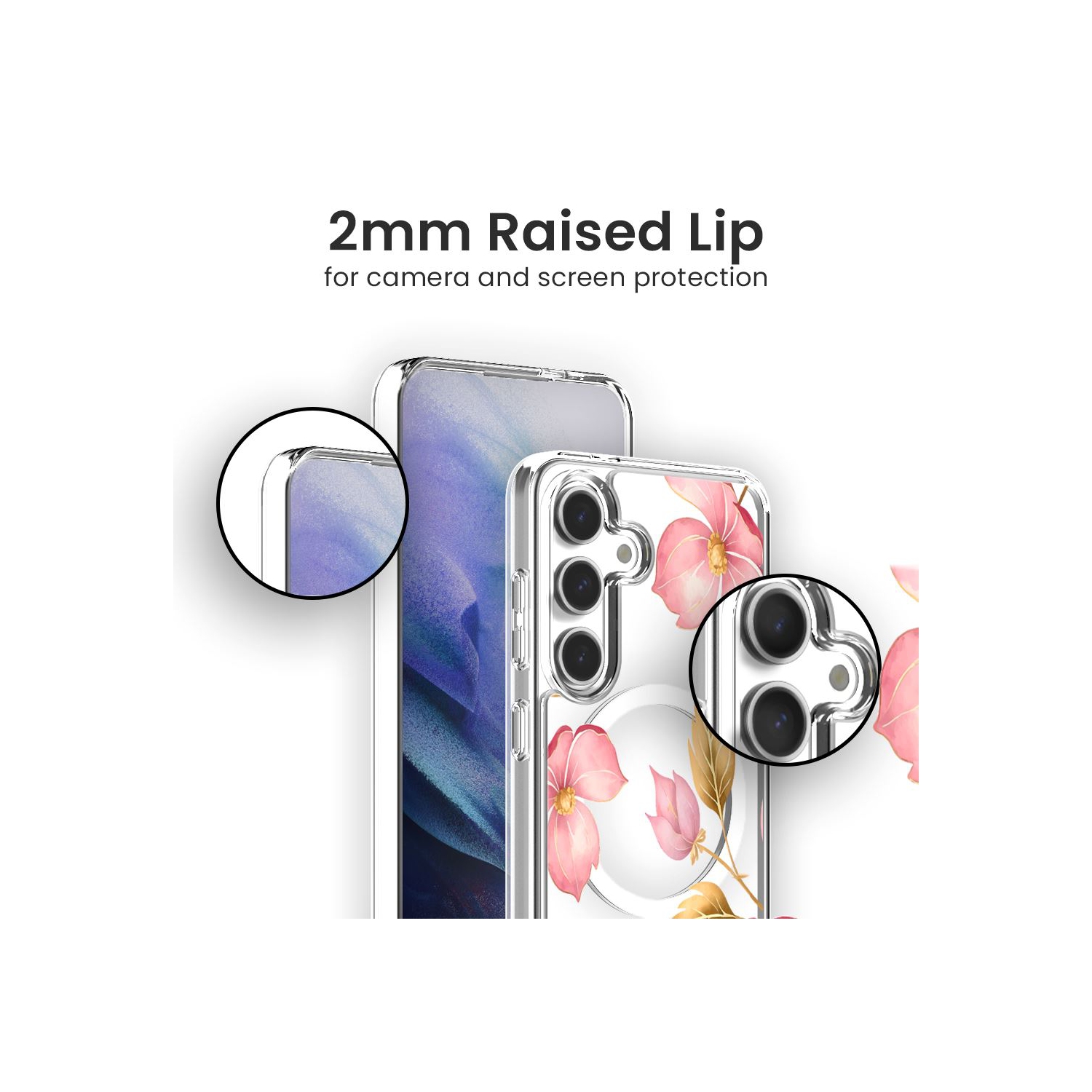 Étui rose transparent Wildflower pour Galaxy S24 de Samsung