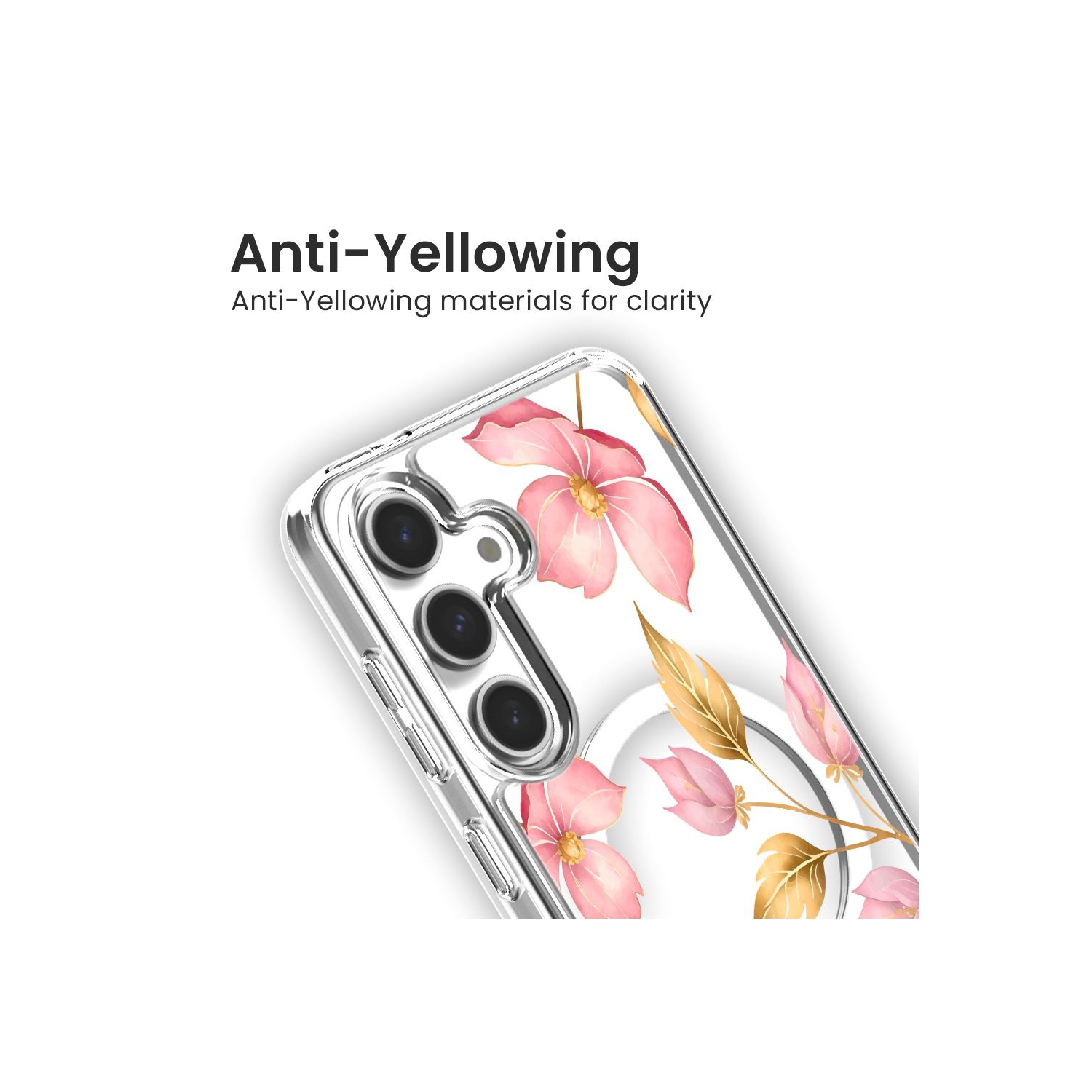 Étui rose transparent Wildflower pour Galaxy S24 de Samsung